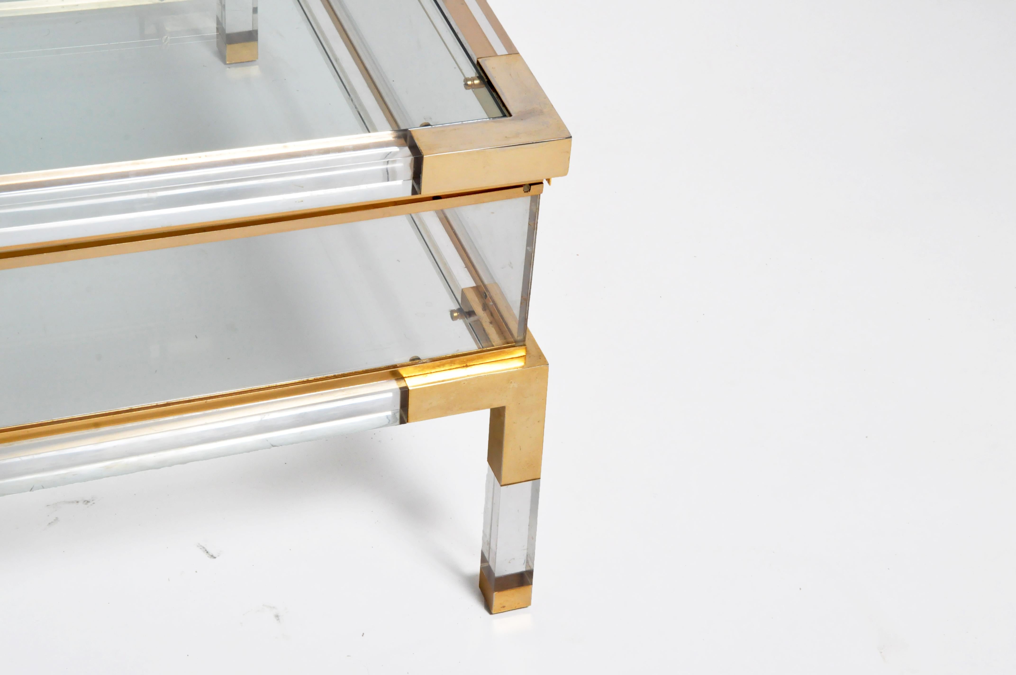 Chrome Vintage Sliding Glass Top Coffee Table Attributed to Maison Jansen