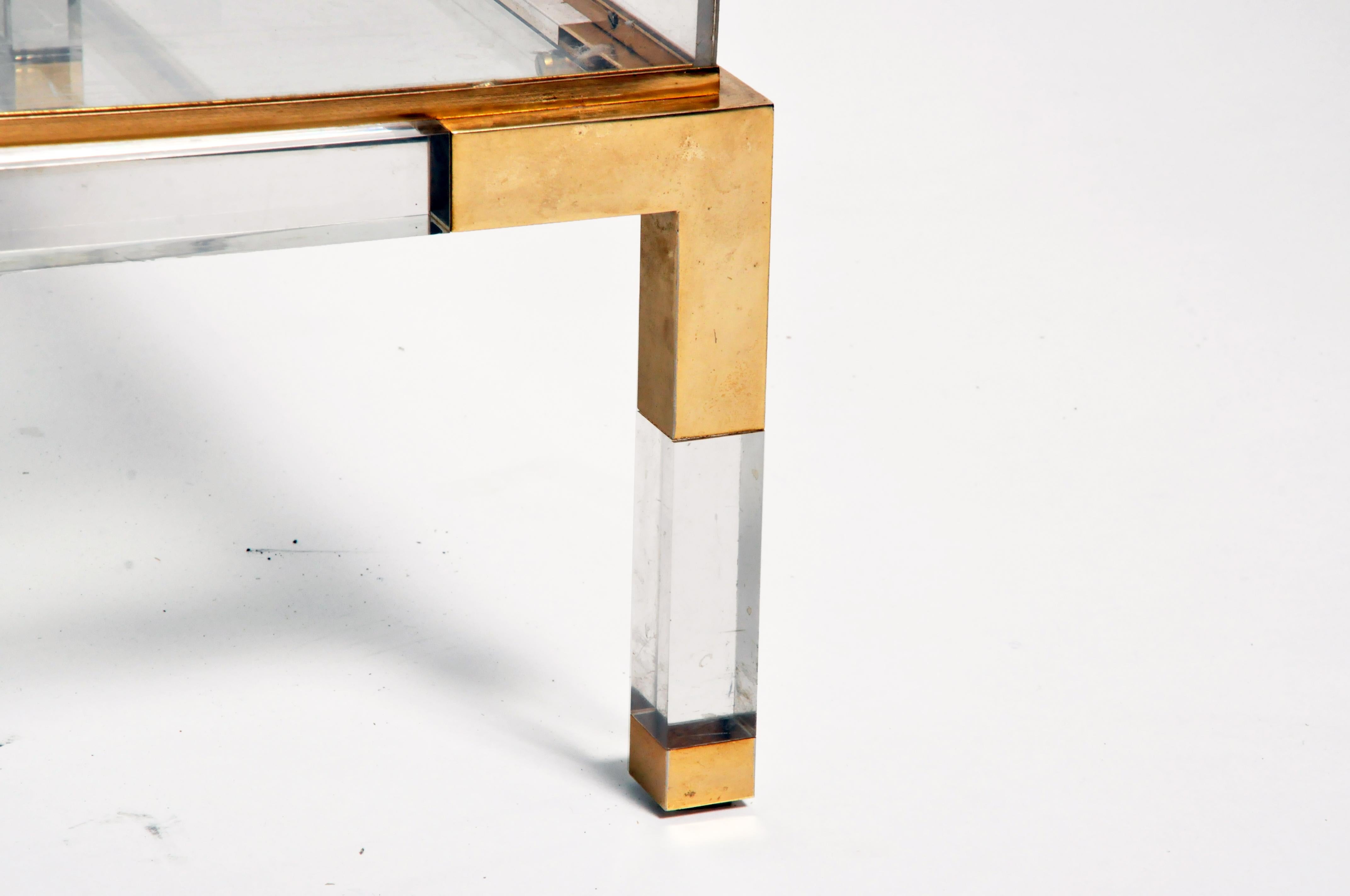 Vintage Sliding Glass Top Coffee Table Attributed to Maison Jansen 3