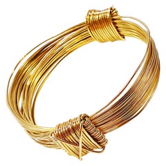 Retro Sliding Knot "Royal Jungle Safari" 18 Karat Gold Bracelet Two Knots
