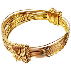 Vintage Sliding Knot "Royal Jungle Safari" 18 Karat Gold-Armband zwei Knoten