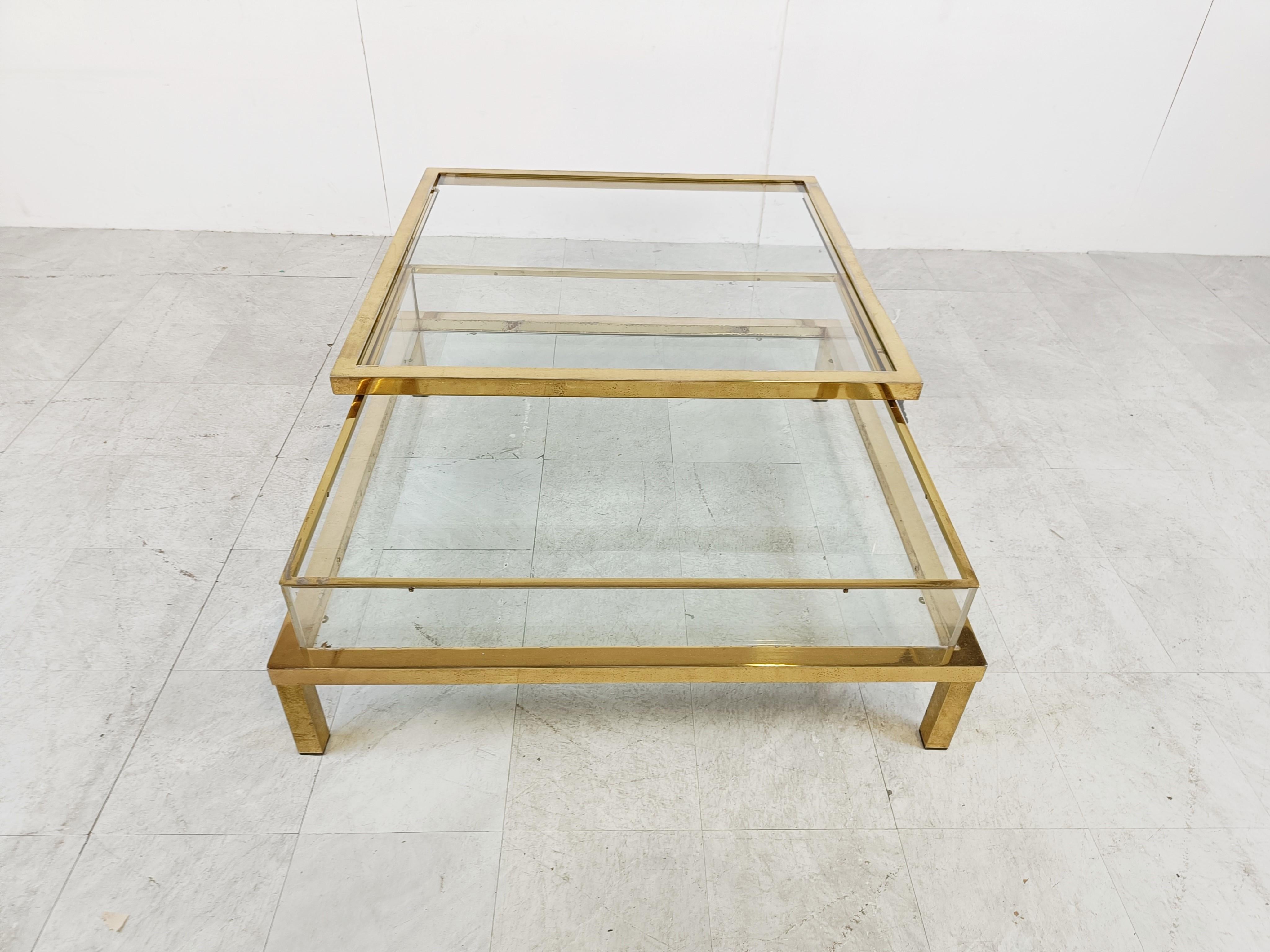 Brass Vintage Sliding Top Coffee Table, 1970s