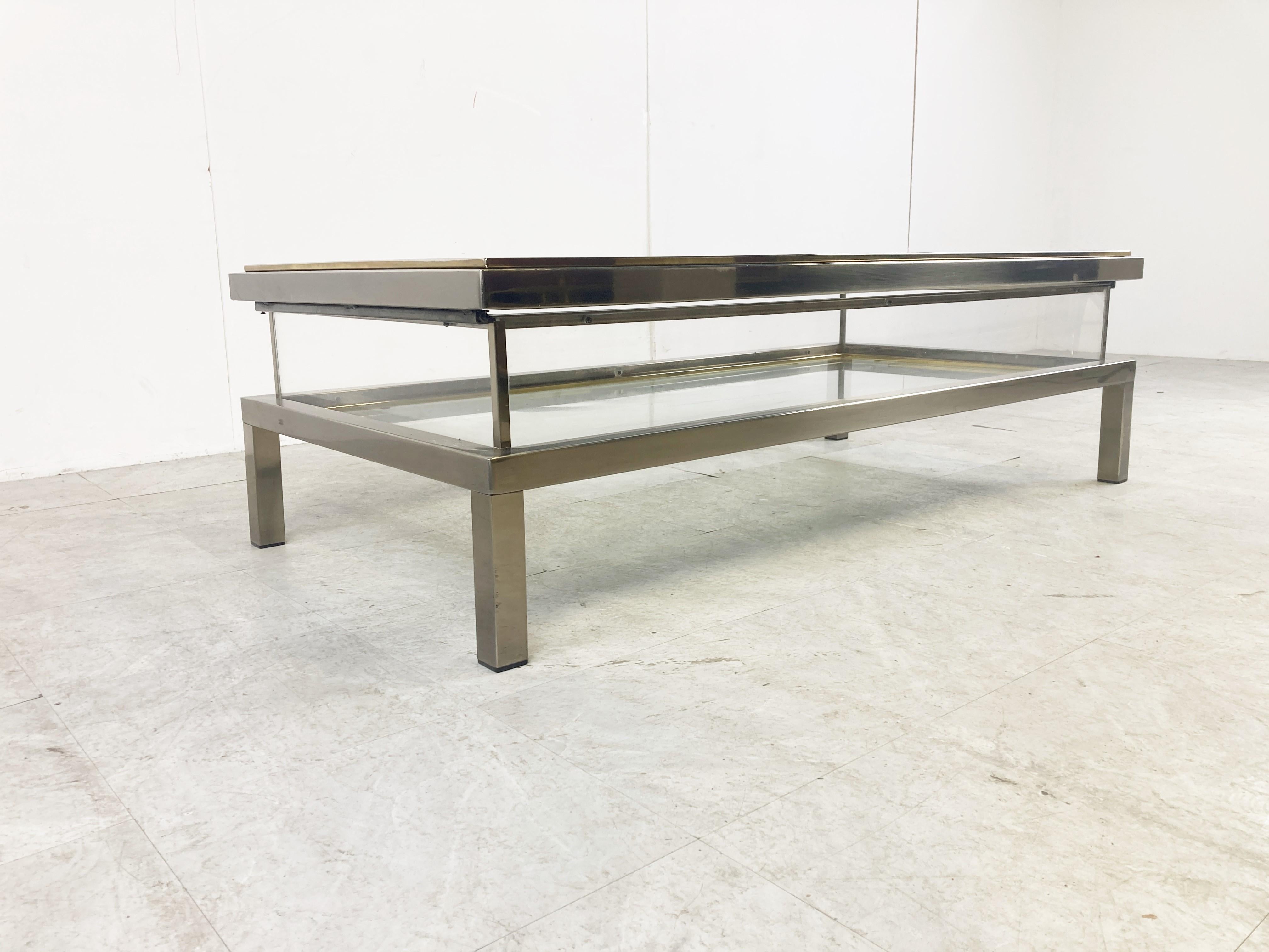 Vintage Sliding Top Coffee Table by Belgochrom, 1970s For Sale 4