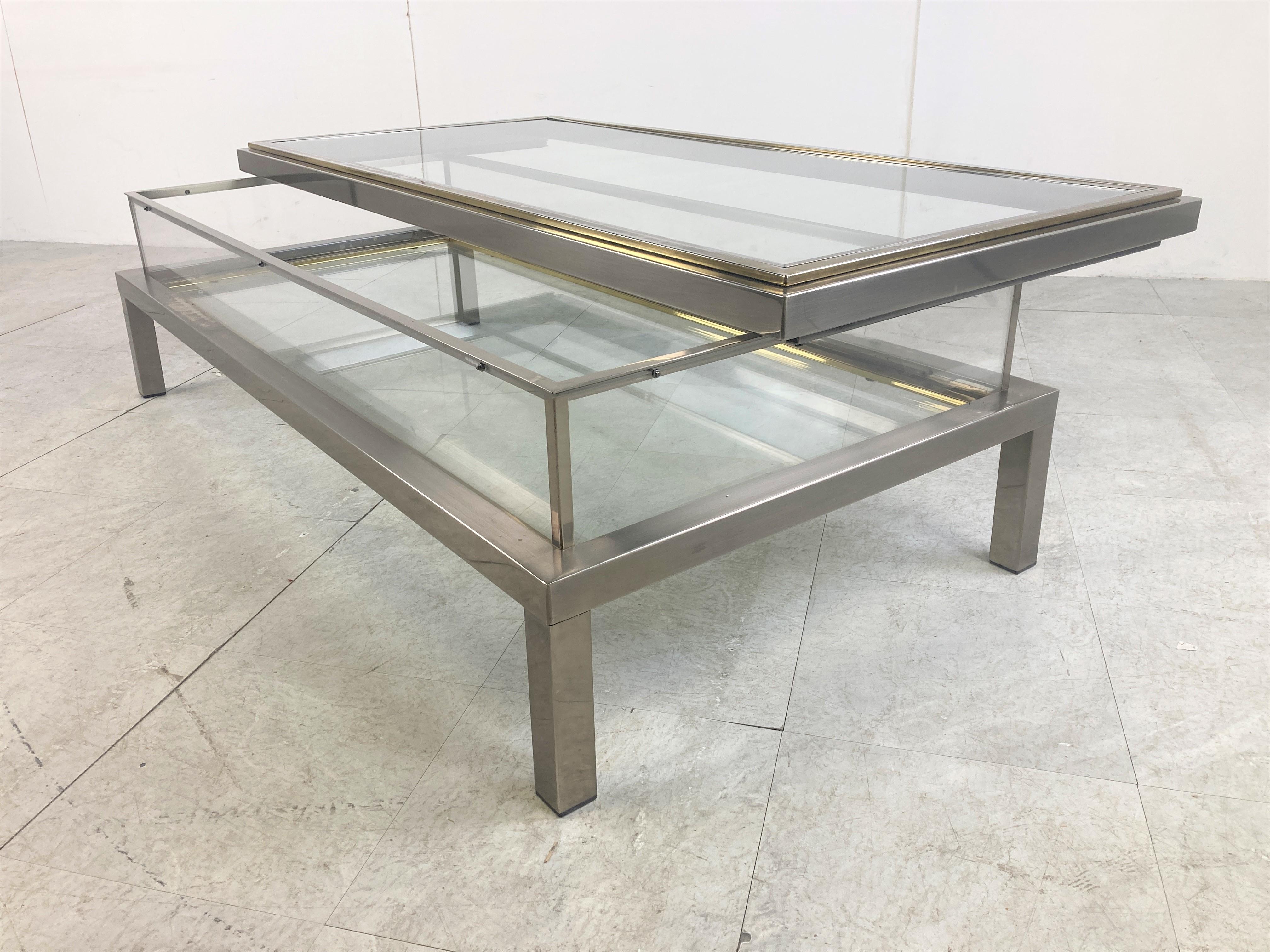 Belgian Vintage Sliding Top Coffee Table by Belgochrom, 1970s For Sale