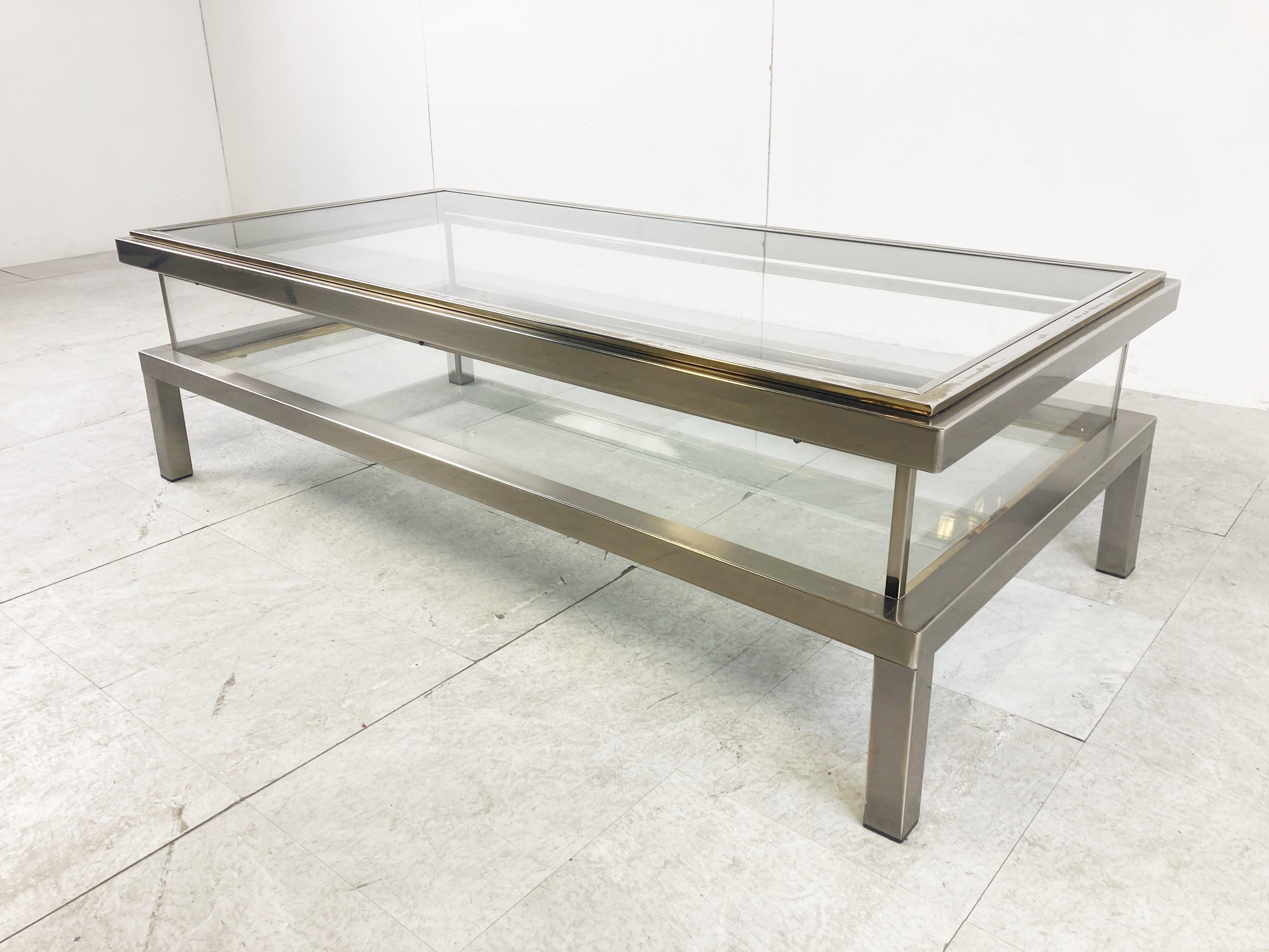 Metal Vintage Sliding Top Coffee Table by Belgochrom, 1970s For Sale