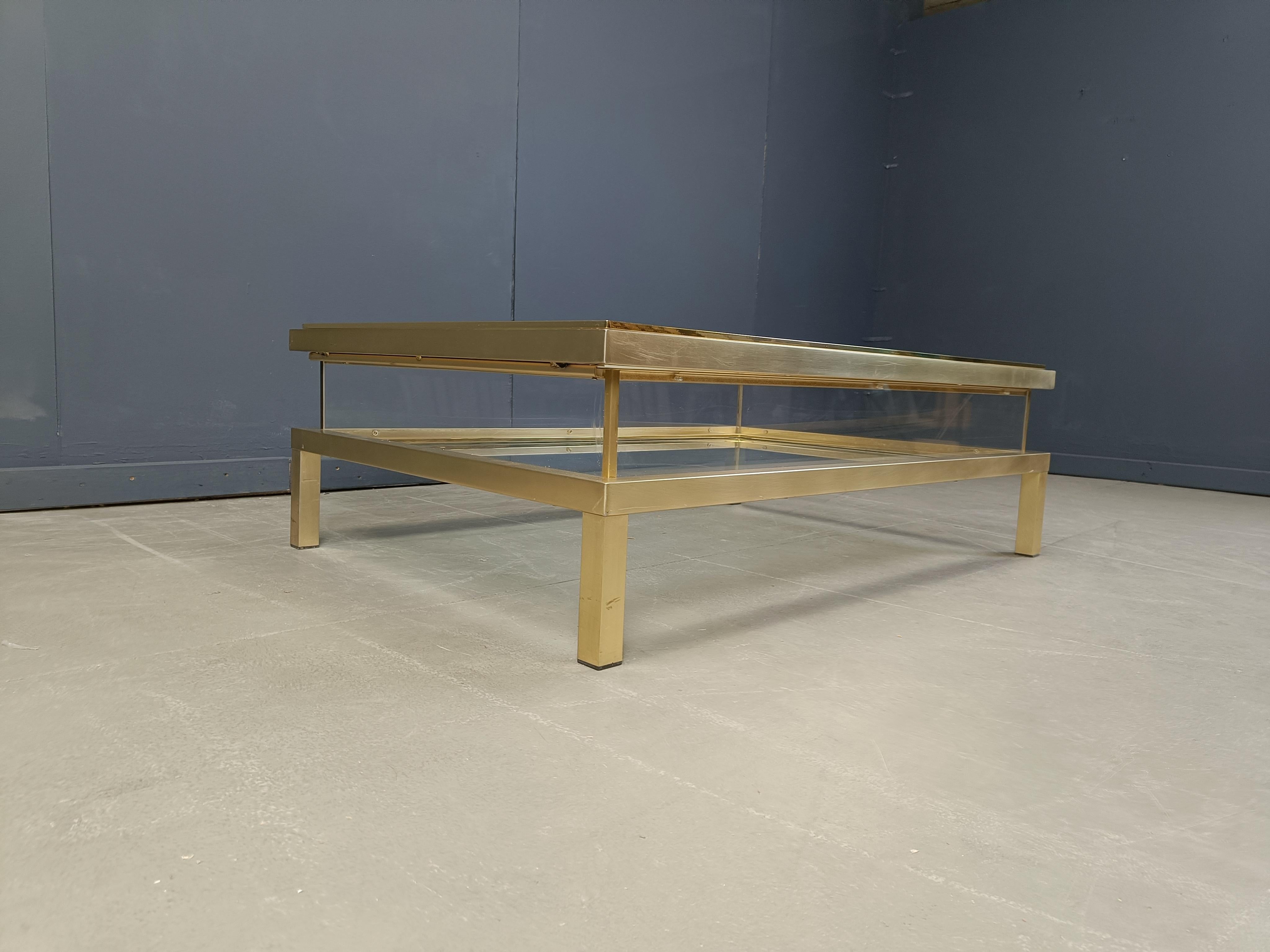 Brass Vintage Sliding Top Coffee Table by Belgochrom, 1970s