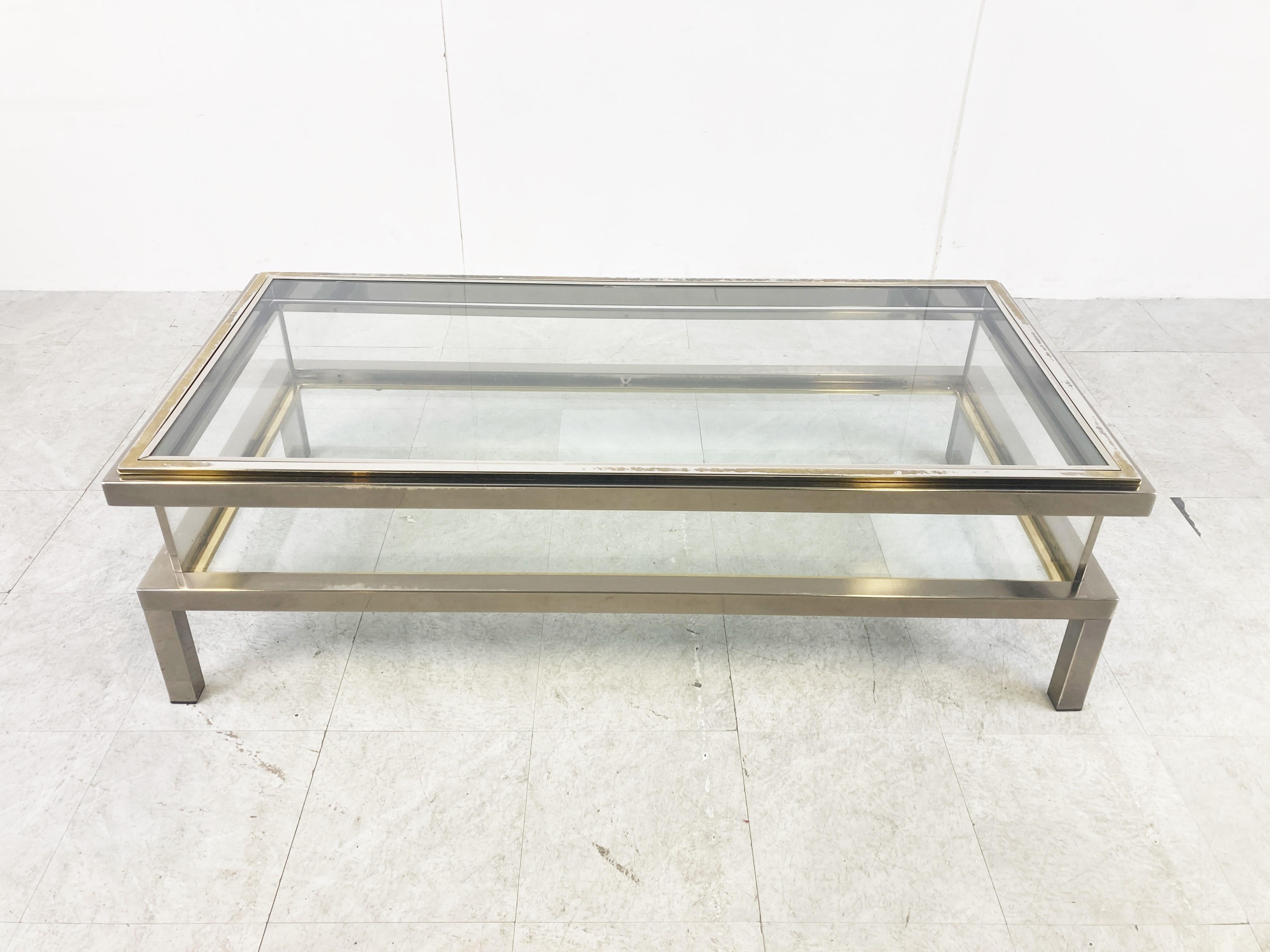 Vintage Sliding Top Coffee Table by Belgochrom, 1970s For Sale 1