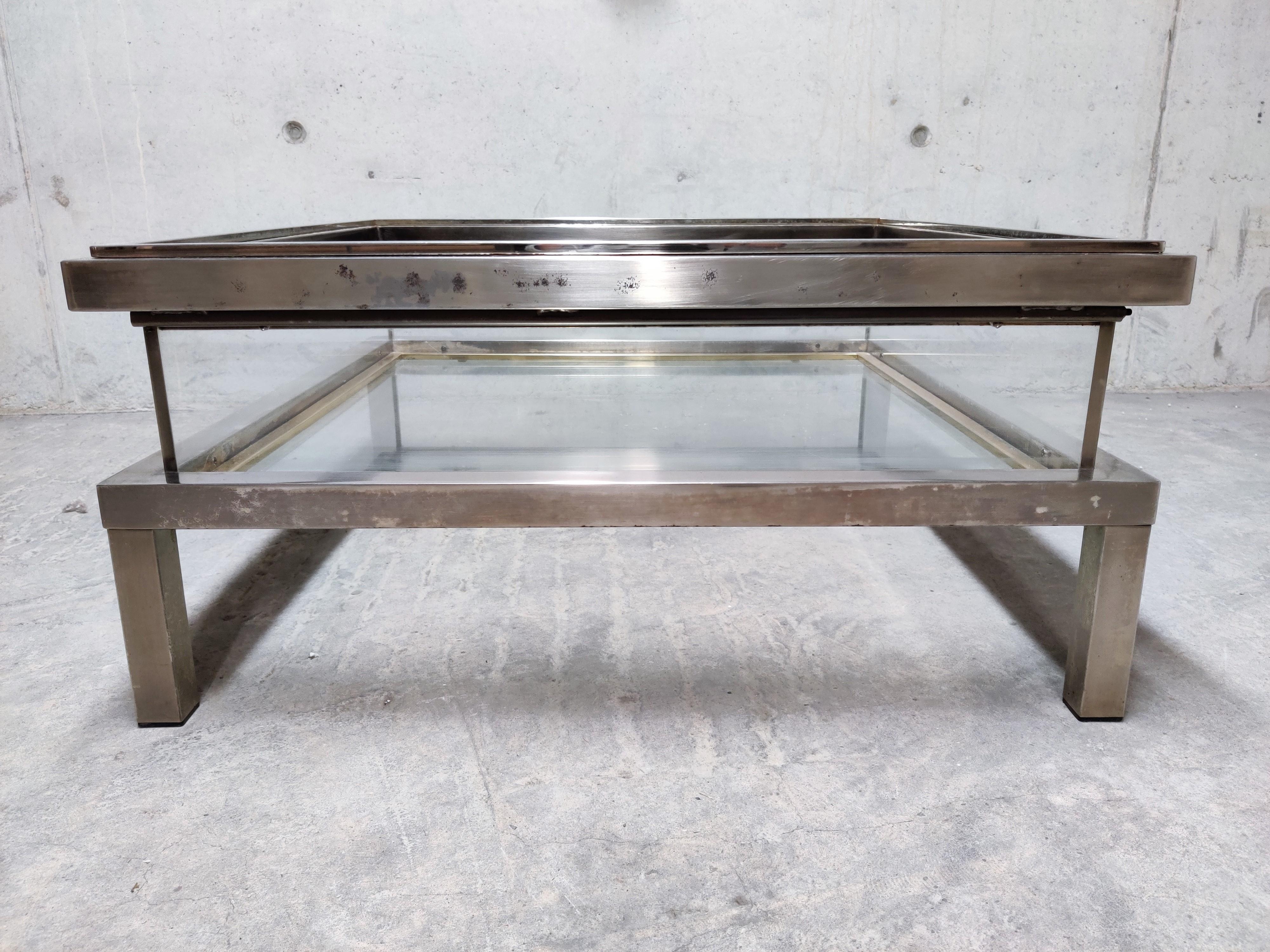 Metal Vintage Sliding Top Coffee Table By Maison Jansen, 1970s