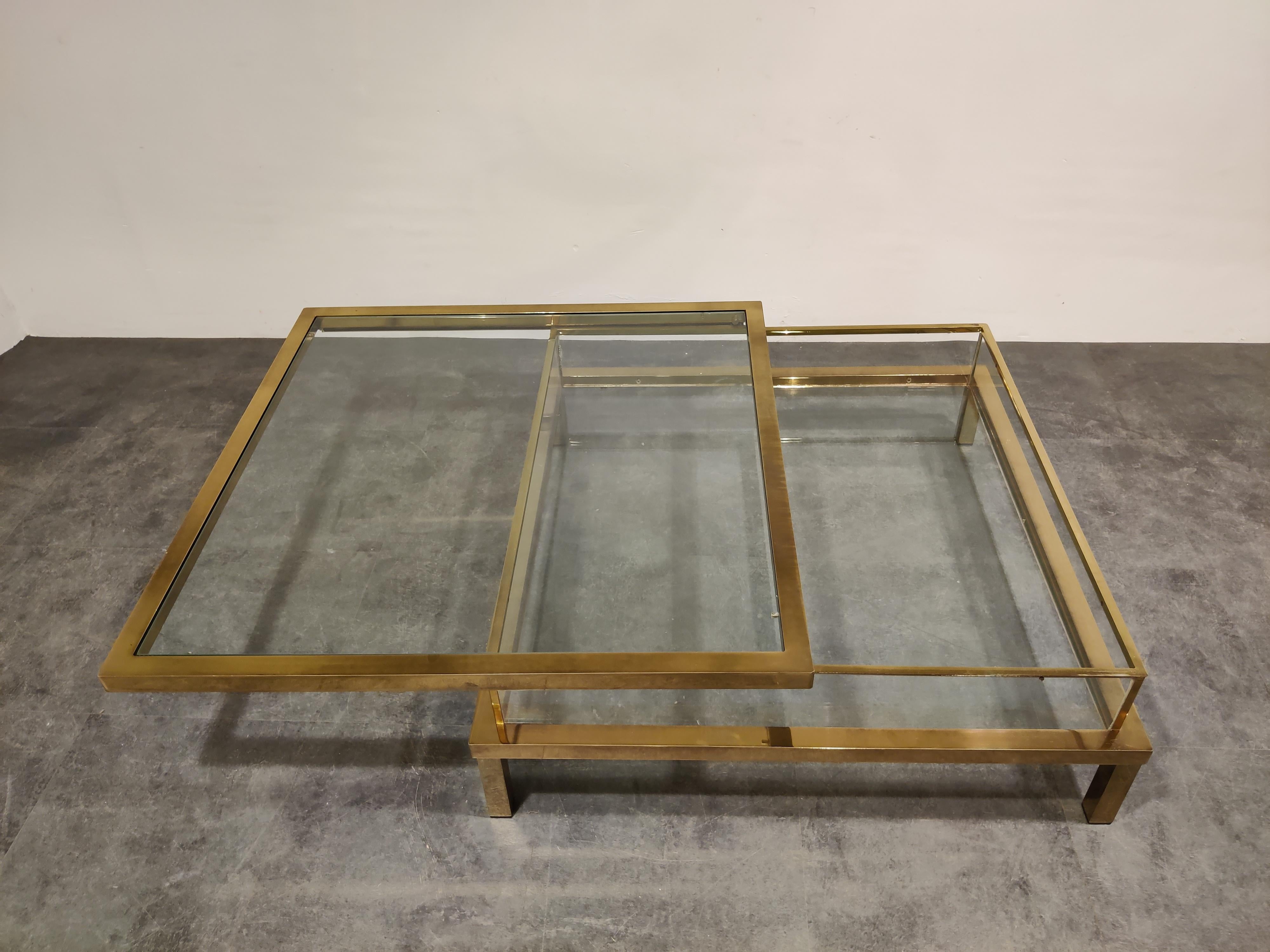 Brass Vintage Sliding Top Coffee Table by Maison Jansen, 1970s