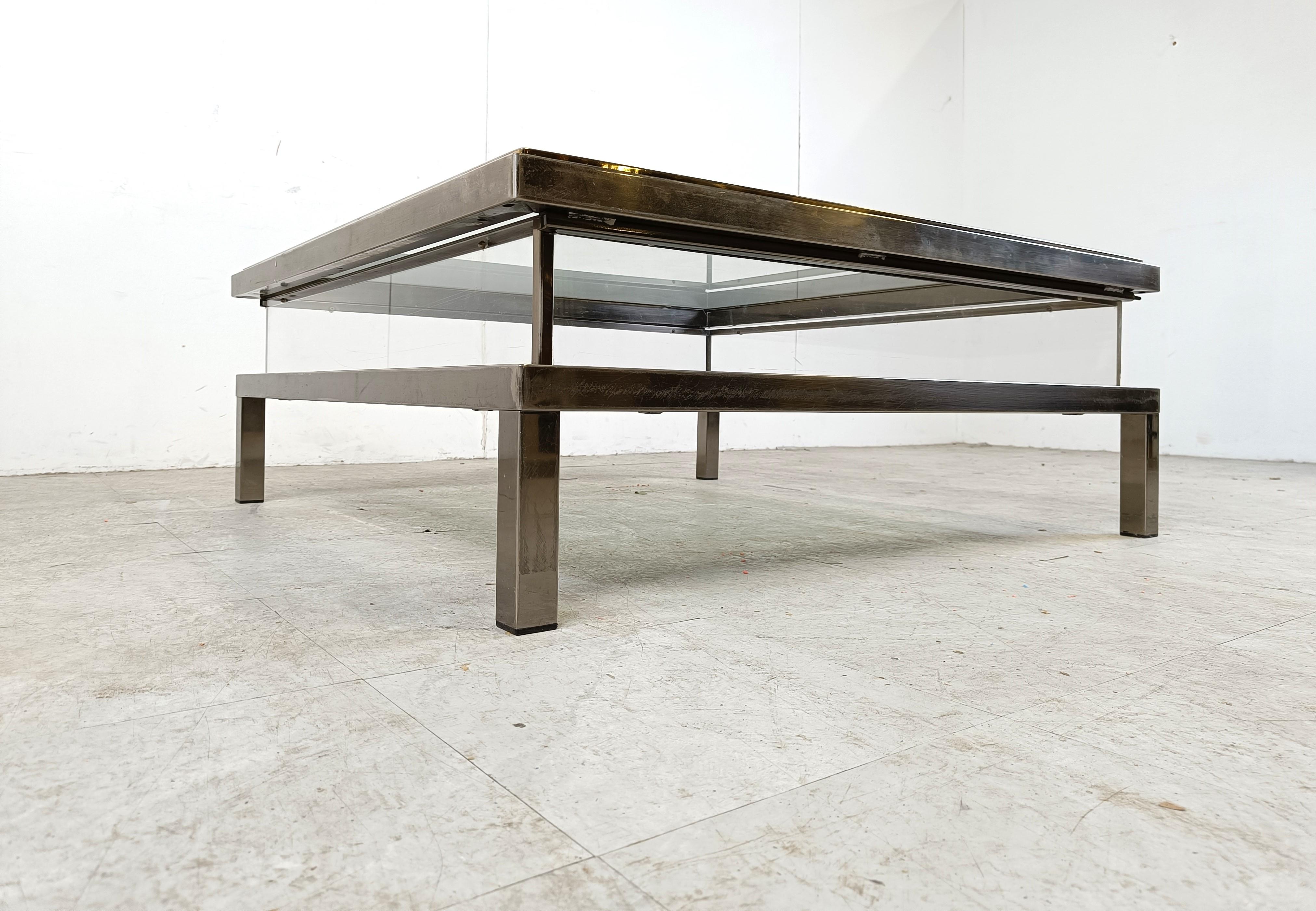Brass Vintage Sliding Top Coffee Table By Maison Jansen, 1970s