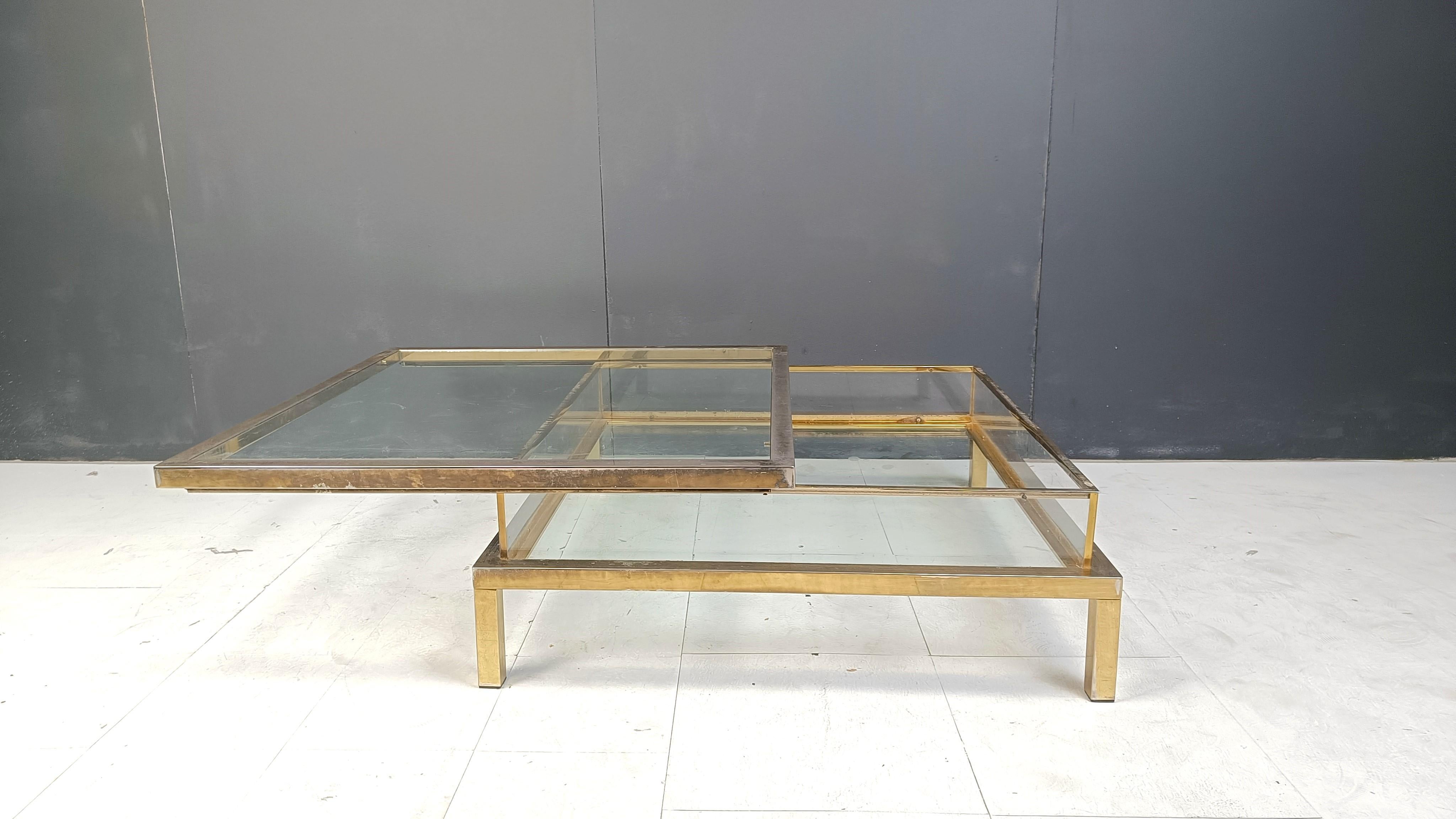 Mesa de centro vintage con tapa deslizante o mesa de centro expositora, años 70 en venta 3