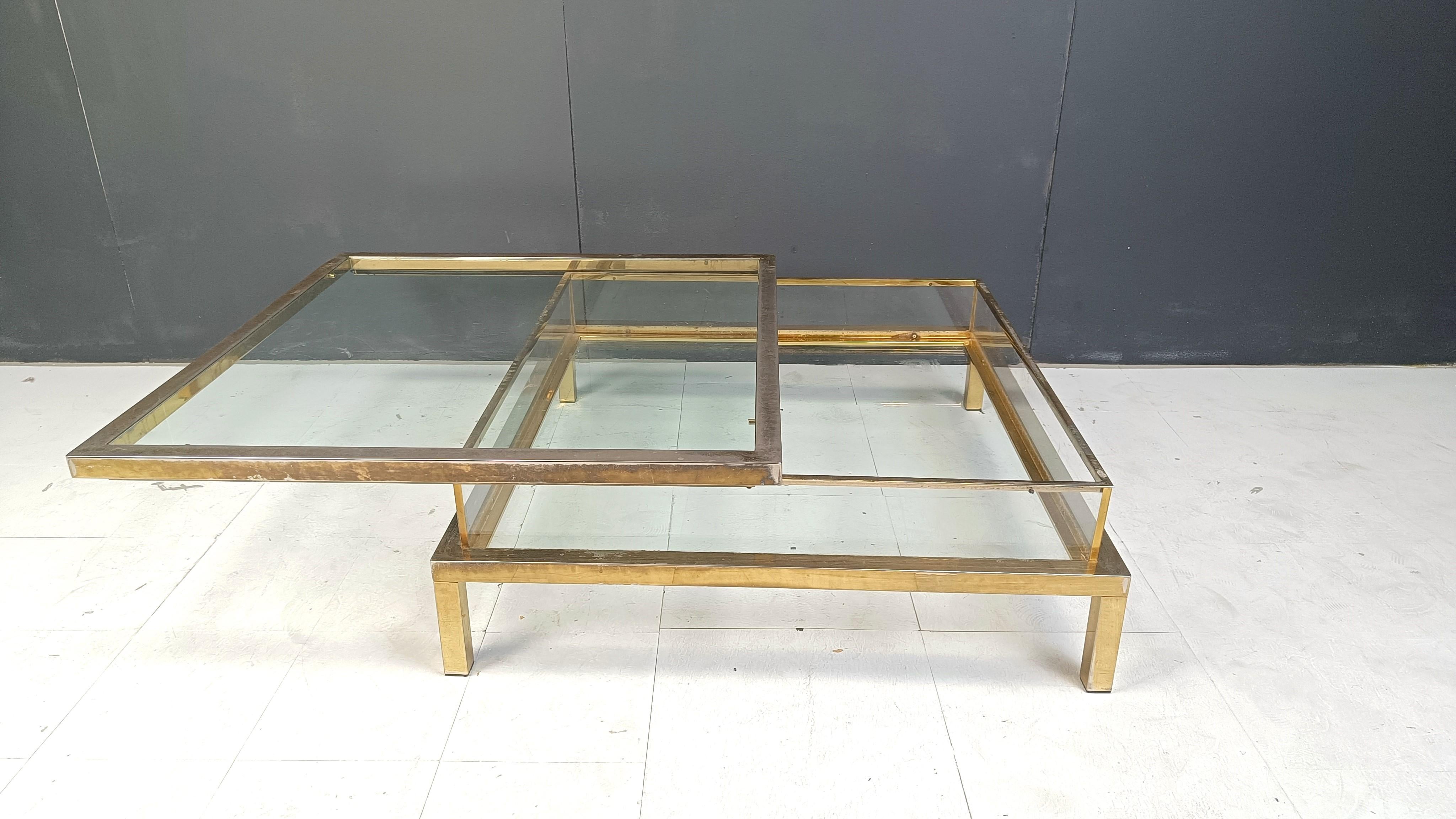 Mesa de centro vintage con tapa deslizante o mesa de centro expositora, años 70 en venta 2