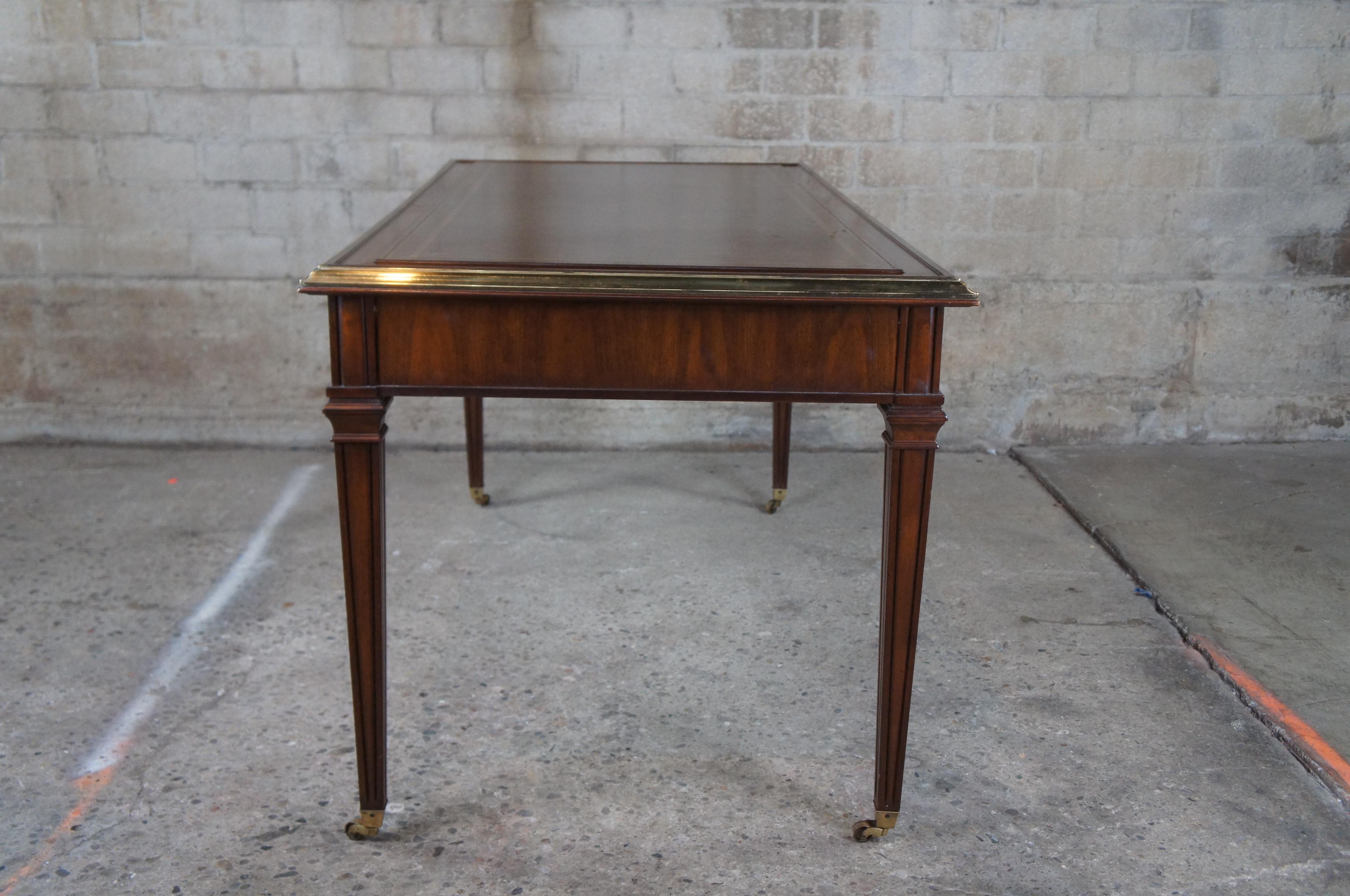 Vintage Sligh Neoclassical Revival Mahogany & Brass Tooled Leather Writing Desk 6
