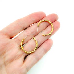 Vintage Slim Hoop Twist Earrings 1990s