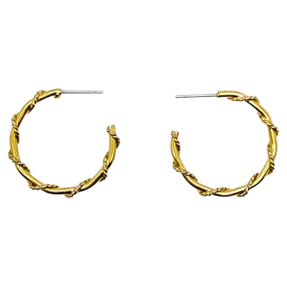 Vintage Slim Hoop Twist Earrings 1990s
