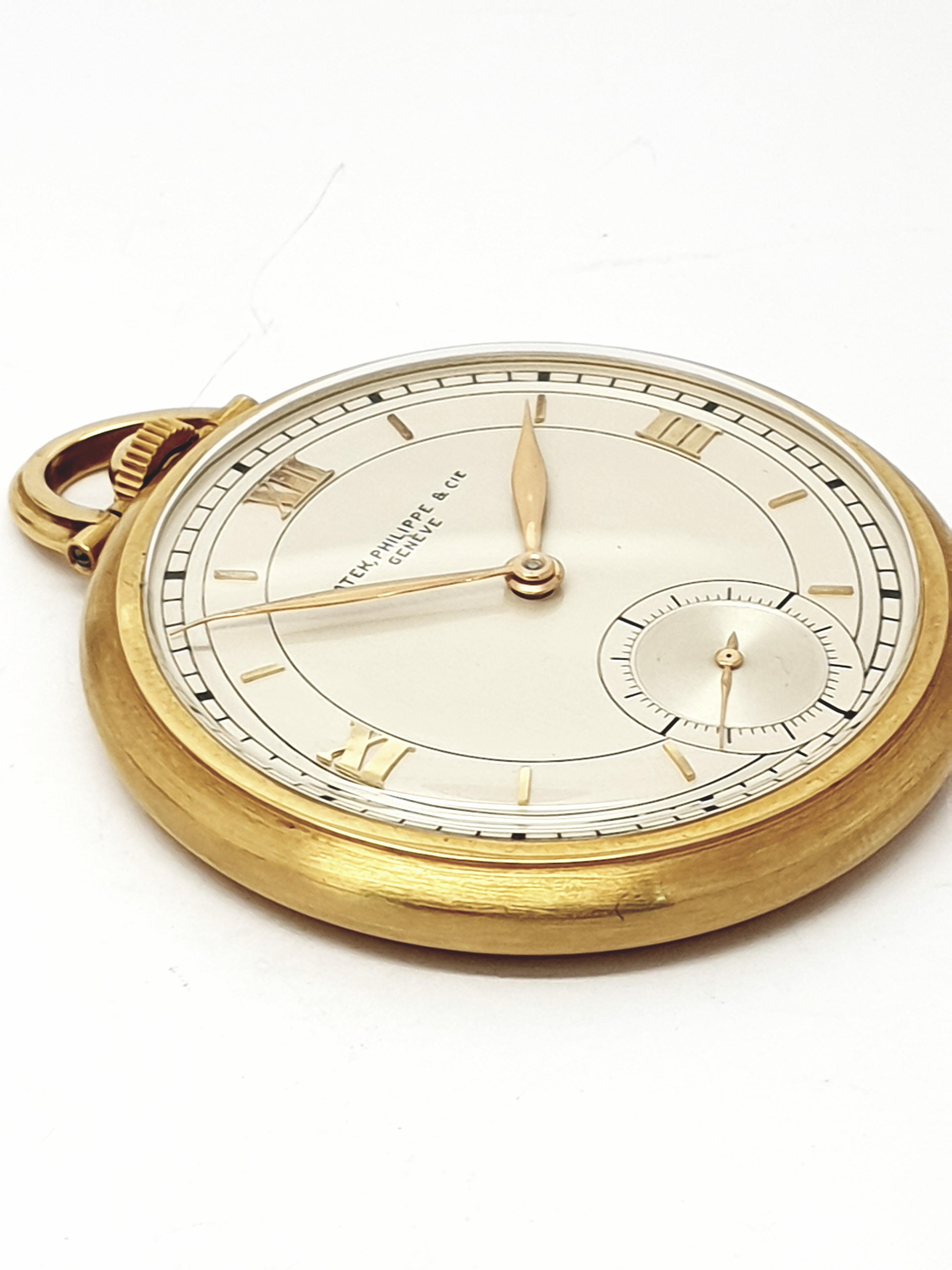 Women's or Men's Vintage Slimline Patek Philippe Pocket Watch 18 Karat Gold For Sale