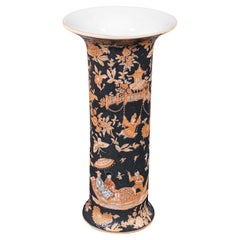 Vintage Slimline Trumpet Vase, Chinese, Ceramic, Flower Sleeve, Art Deco, C.1940