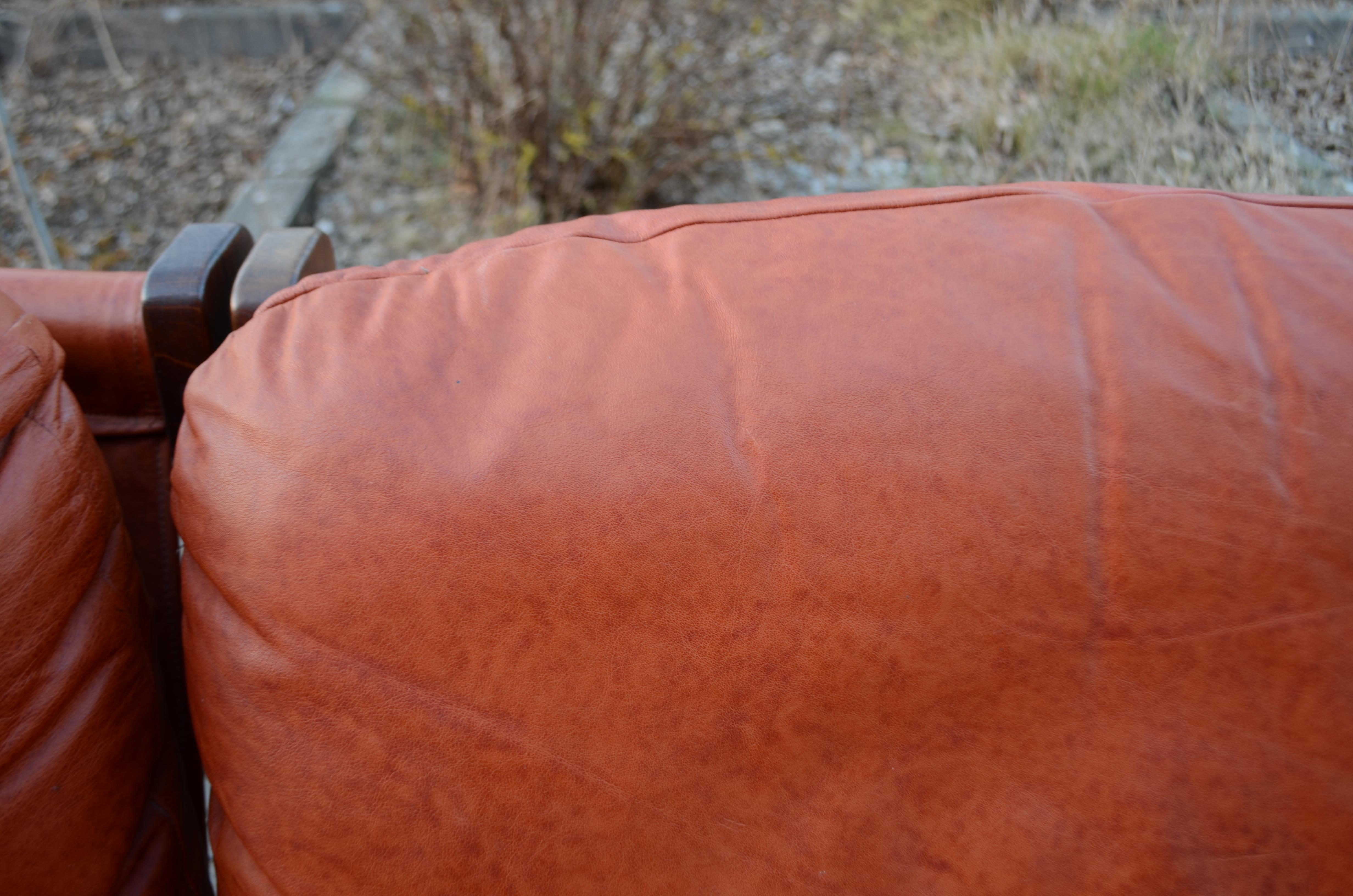 Modulares Sofa aus cognacfarbenem Leder von Dreipunkt International Vintage Sling  im Angebot 9