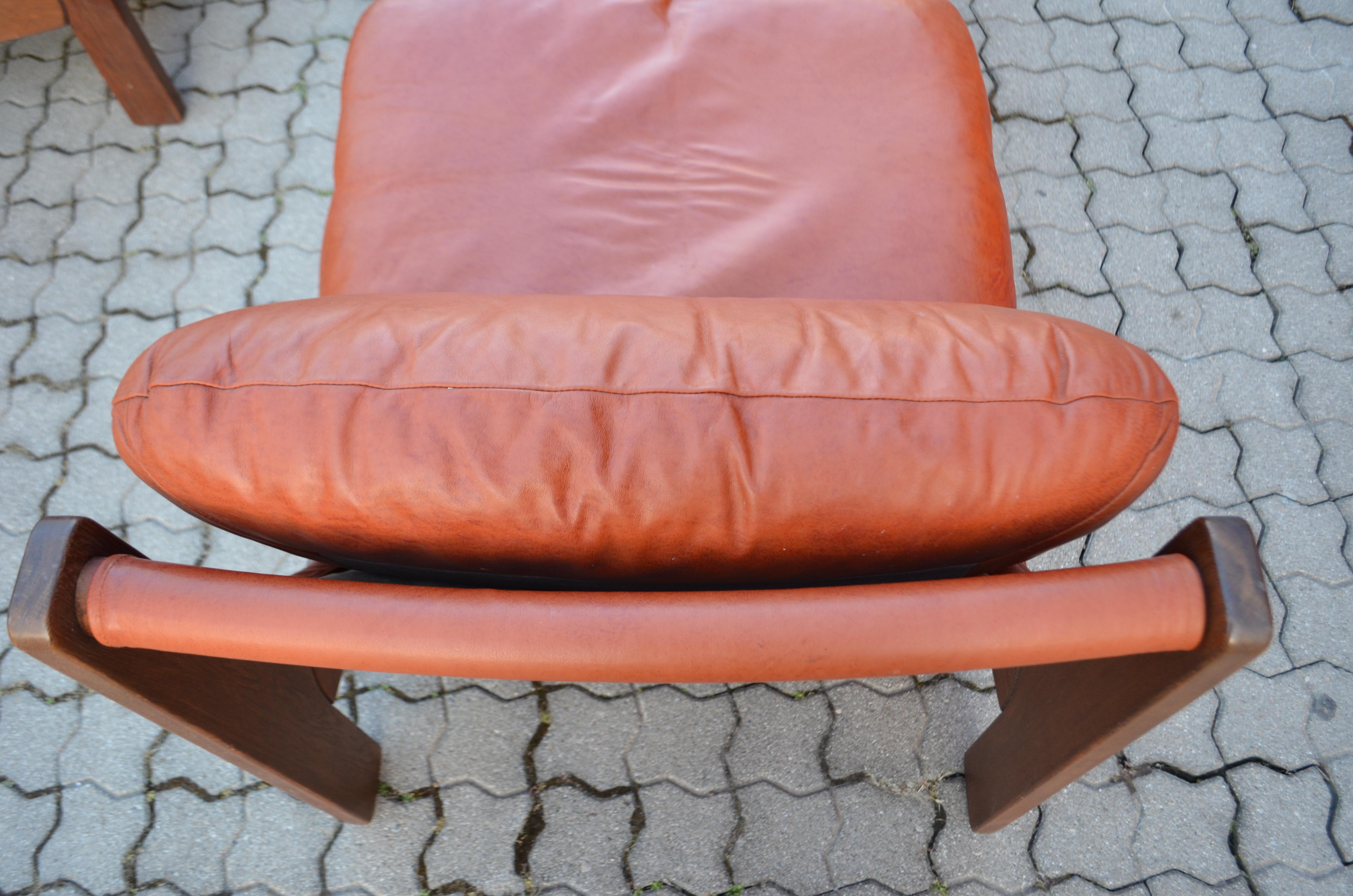 Modulares Sofa aus cognacfarbenem Leder von Dreipunkt International Vintage Sling  im Angebot 12
