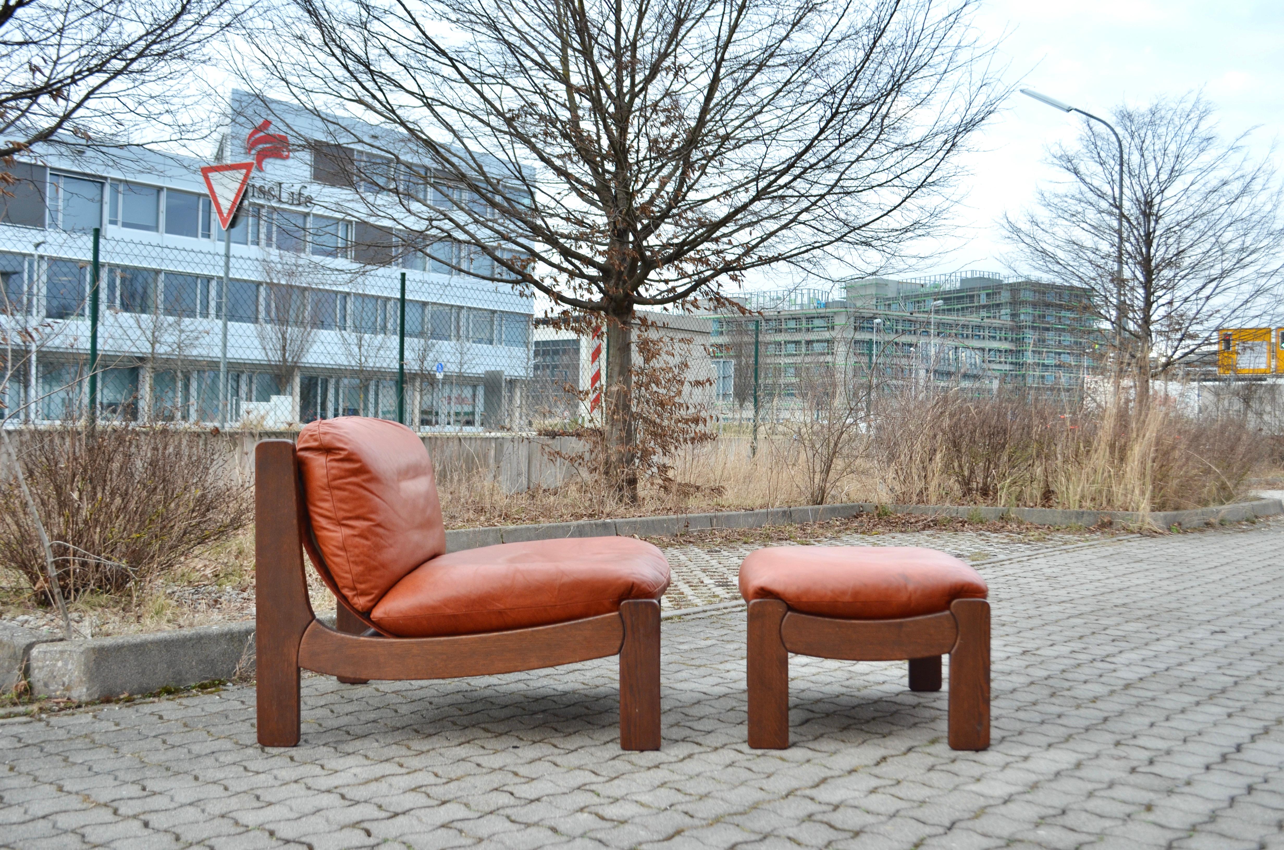 German Dreipunkt International Vintage Sling Modular Cognac Leather Sectional Sofa For Sale