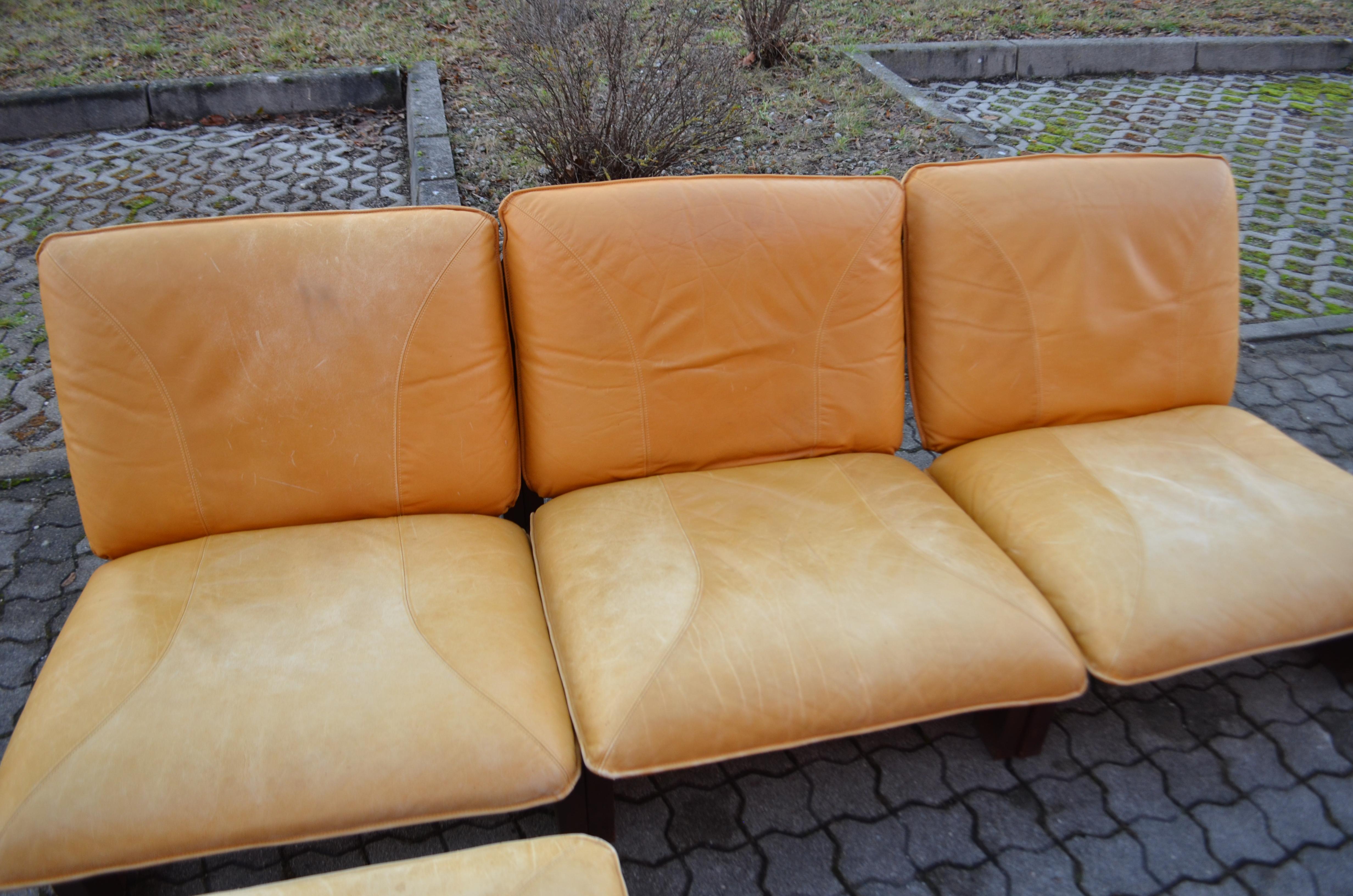 Modulares Sofa aus cognacfarbenem Leder von Dreipunkt International Vintage Sling  im Zustand „Gut“ im Angebot in Munich, Bavaria