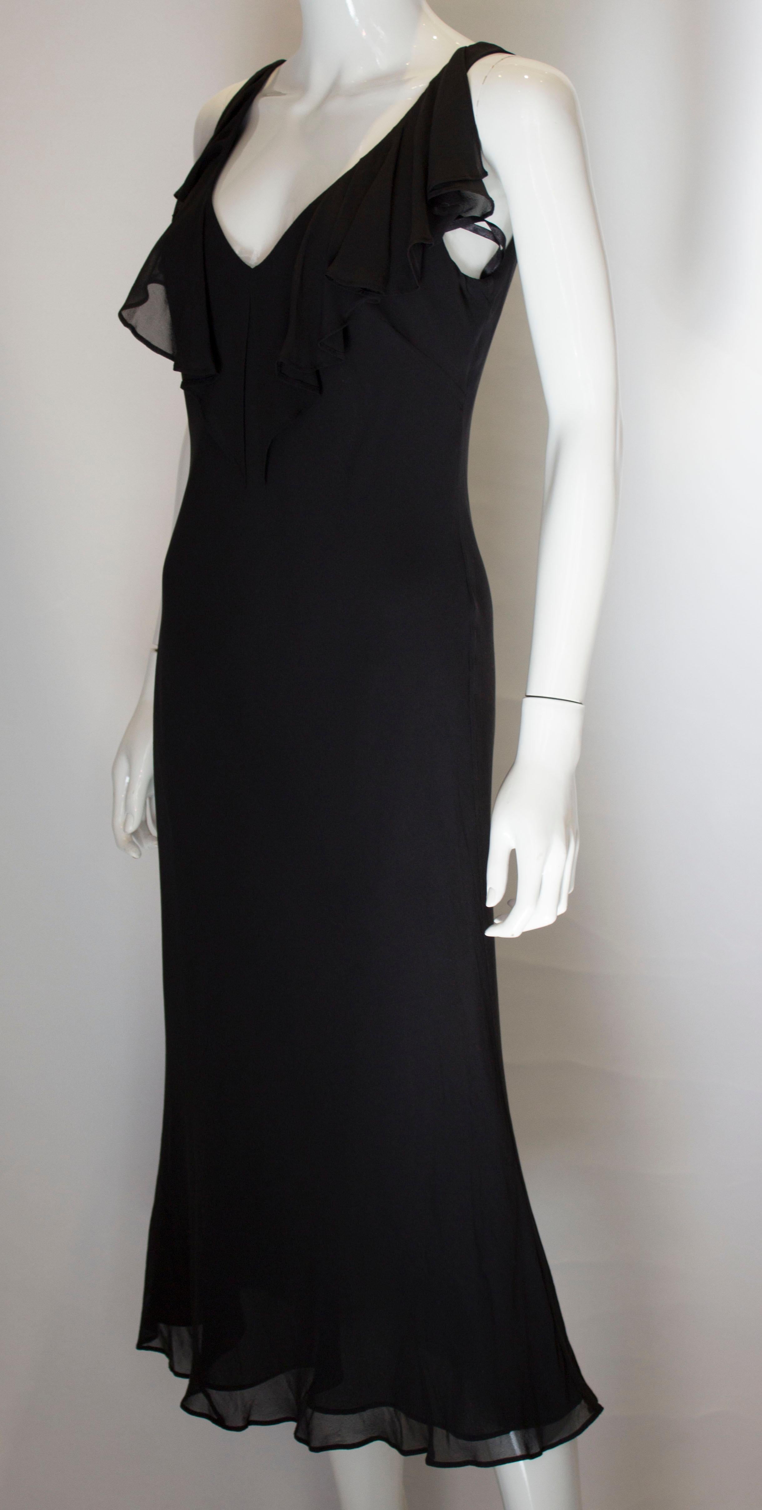 Vintage Slip Dress with Ruffle at Neckline In Good Condition For Sale In London, GB