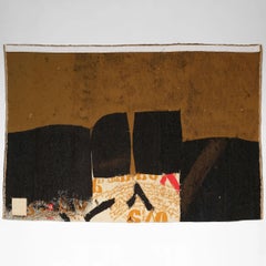 Vintage Slovenian Abstract Tapestry in Black and Brown Tones - Rug & Kilim