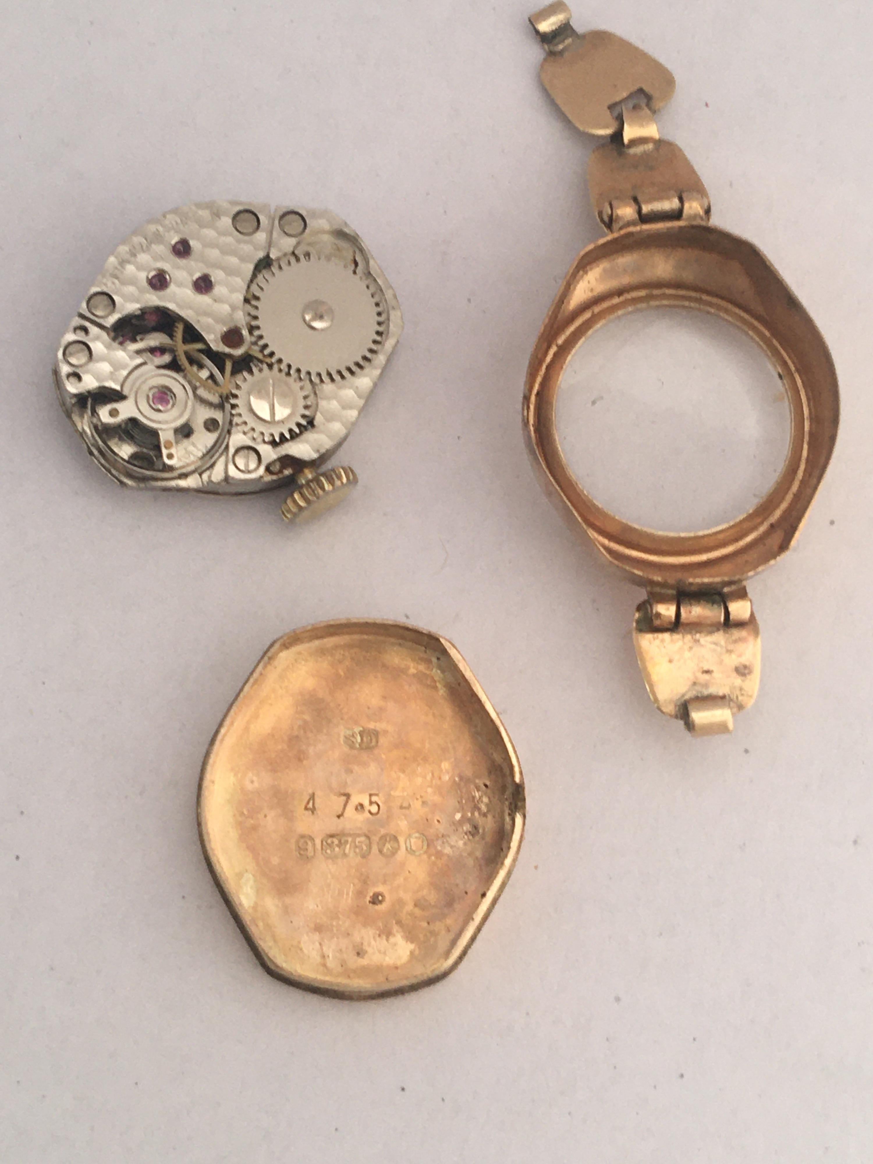 Women's Vintage Small 1960s 9 Karat Gold Mechanical Ladies Watch For Sale