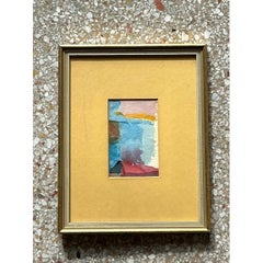 Vintage Small Abstract Watercolor in Gold Frame