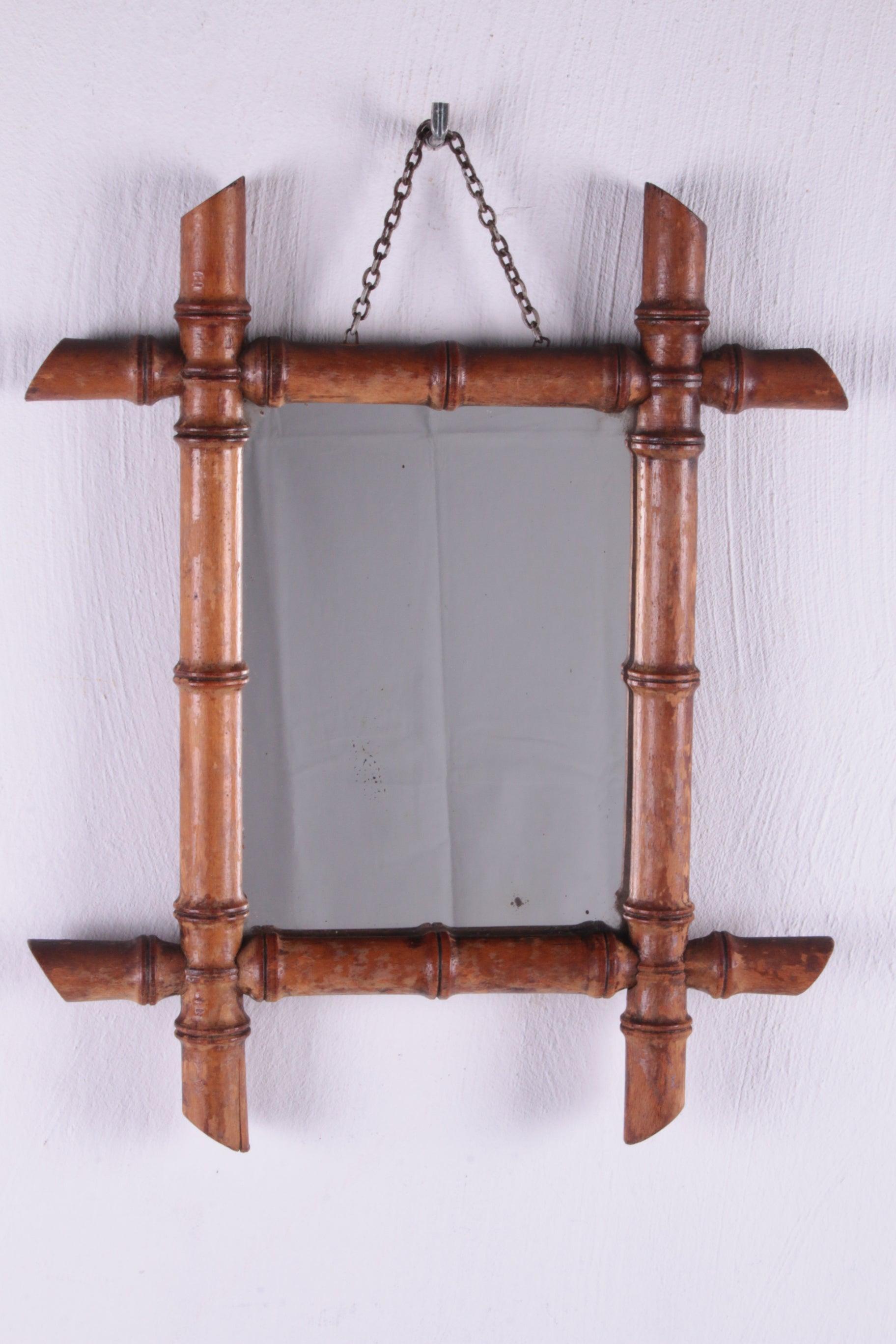Vintage Small bamboo mirror, 1920 France 1