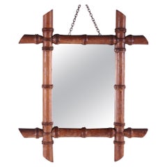 Antique Small Bamboo Mirror, 1920 France