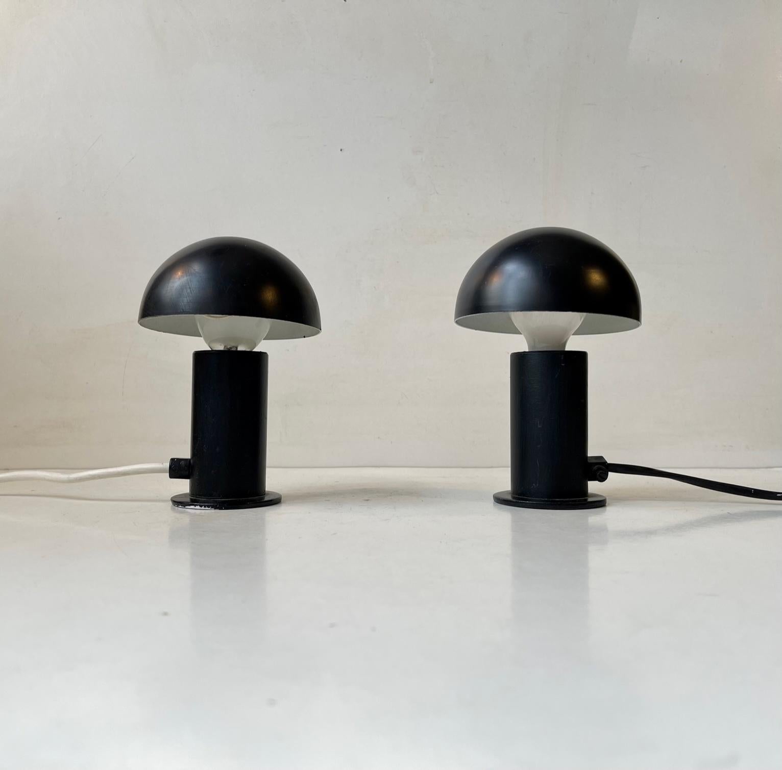Scandinavian Modern Vintage Small Black Robot Table Lamps by Vitrika Denmark, 1970s