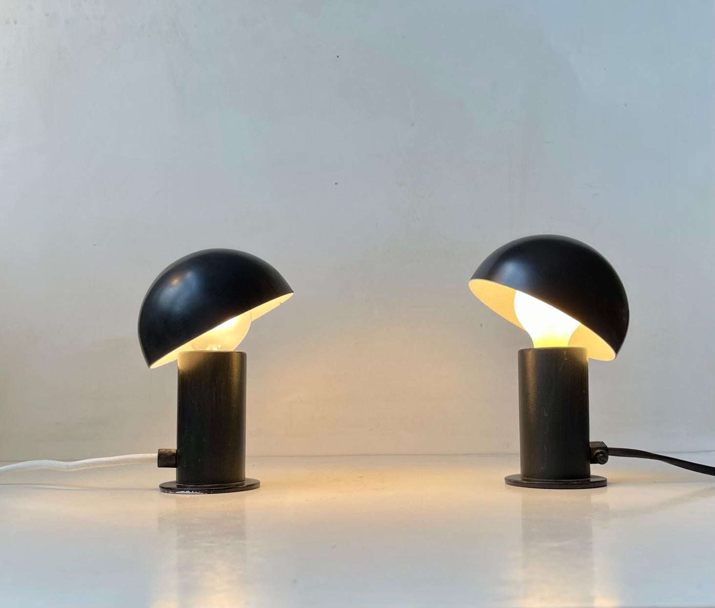 Powder-Coated Vintage Small Black Robot Table Lamps by Vitrika Denmark, 1970s