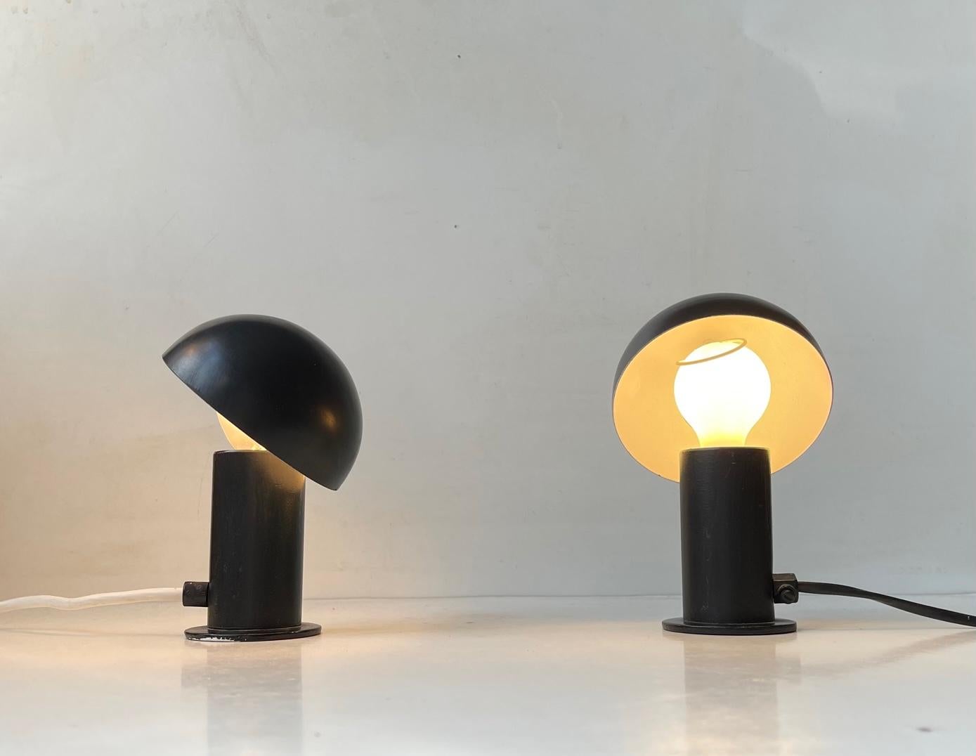 Late 20th Century Vintage Small Black Robot Table Lamps by Vitrika Denmark, 1970s