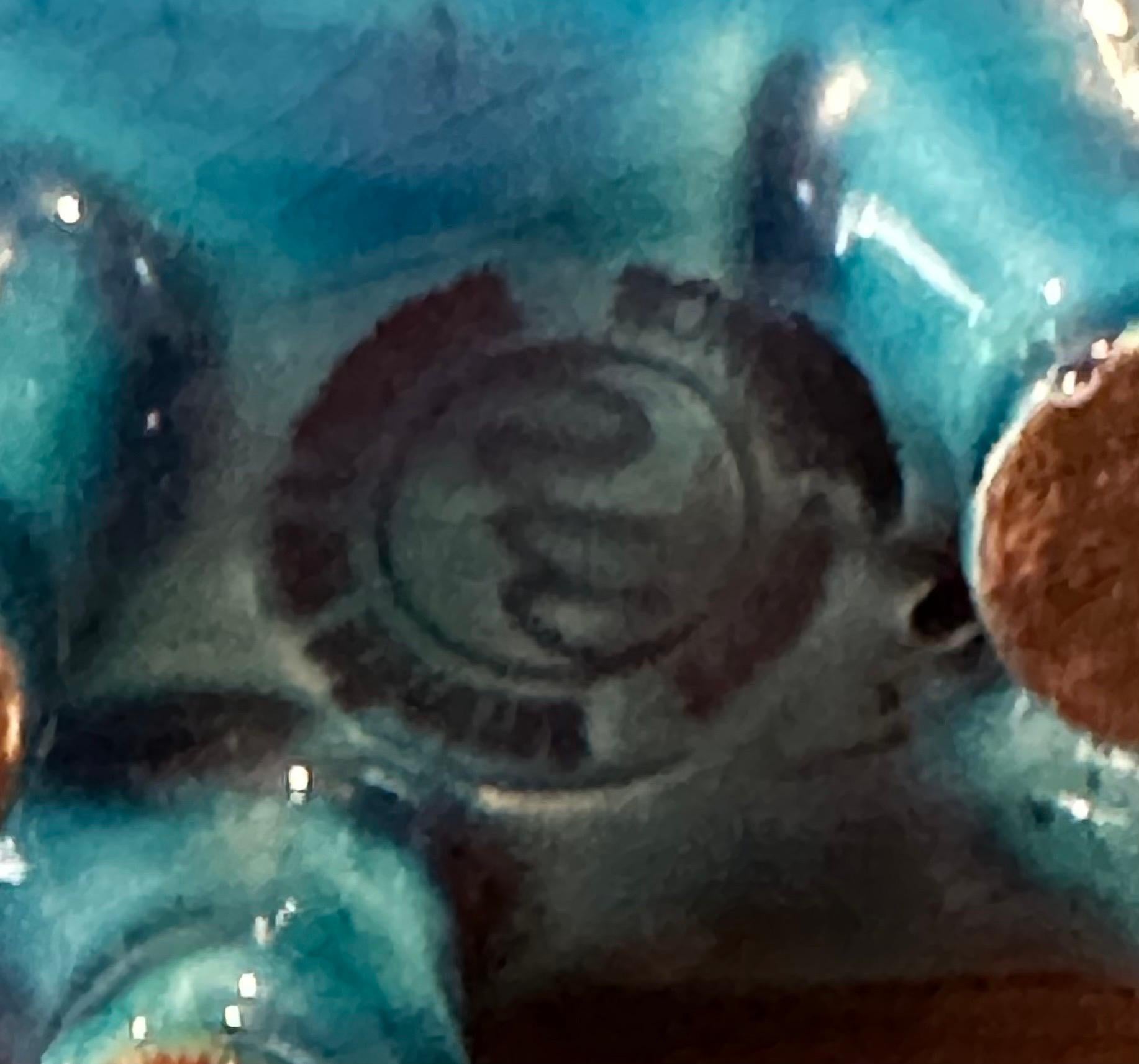 Scultura vintage di piccole dimensioni in ceramica blu 