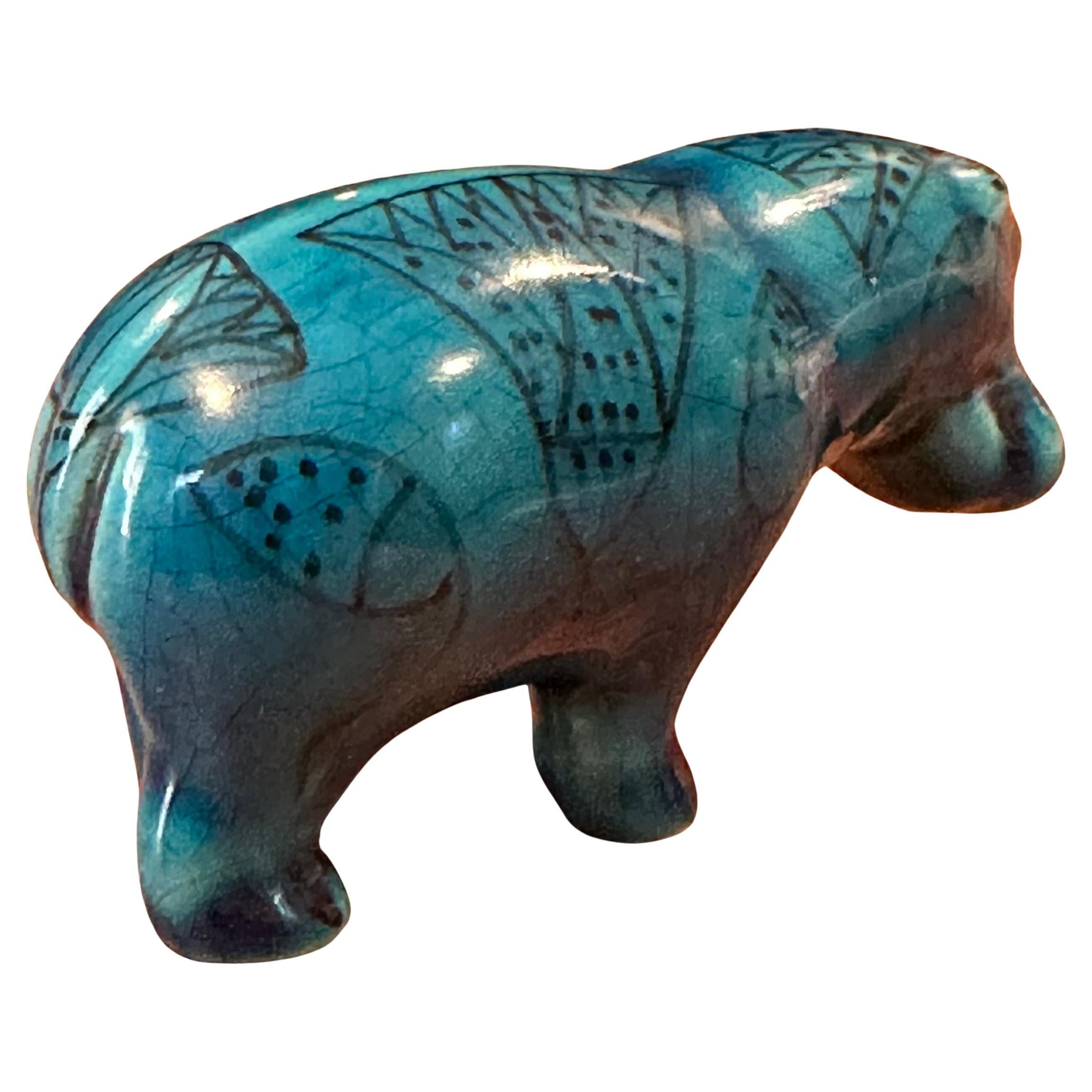 Mid-Century moderno Scultura vintage di piccole dimensioni in ceramica blu 