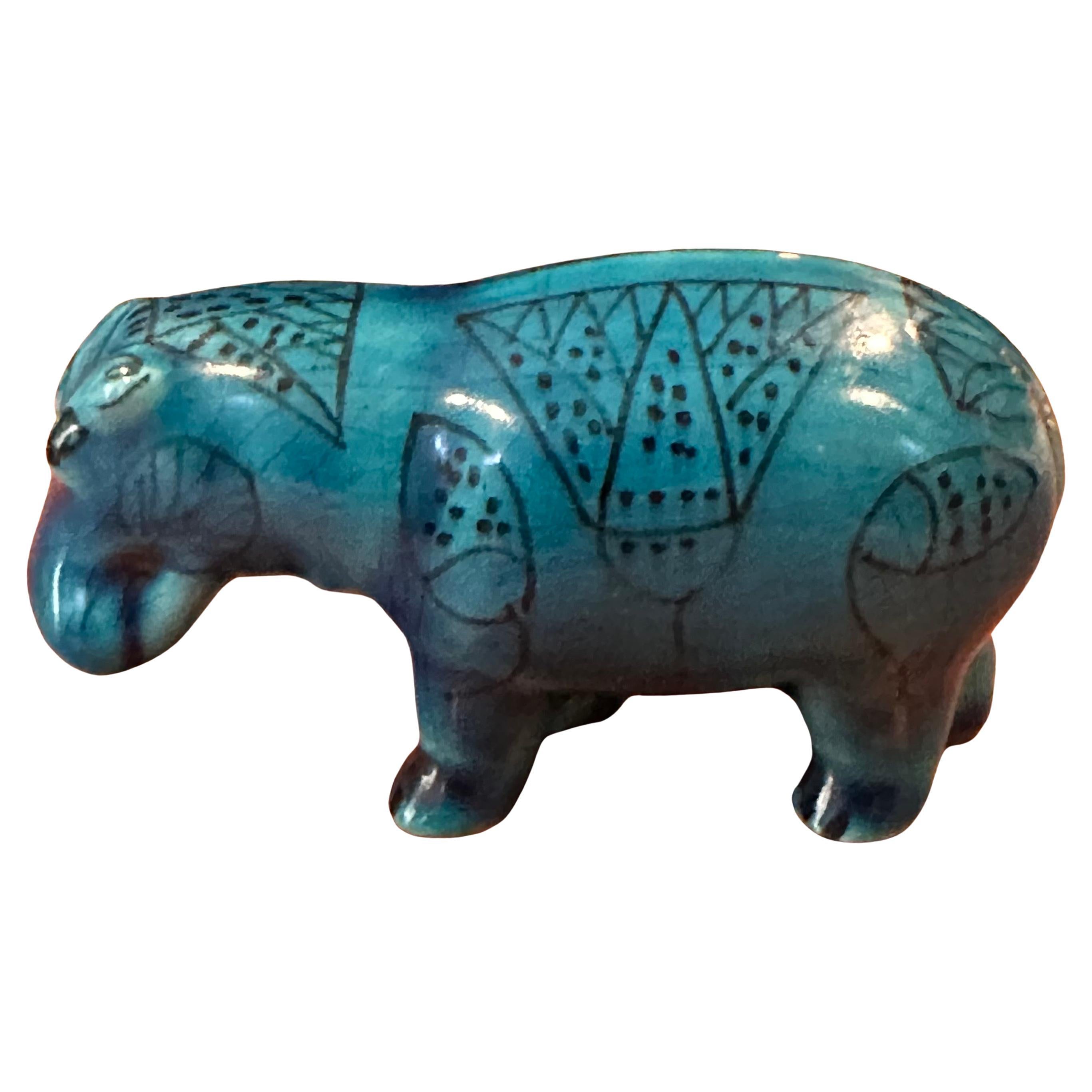Francese Scultura vintage di piccole dimensioni in ceramica blu 