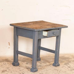 Vintage Small Blue Painted Side Table Nightstand