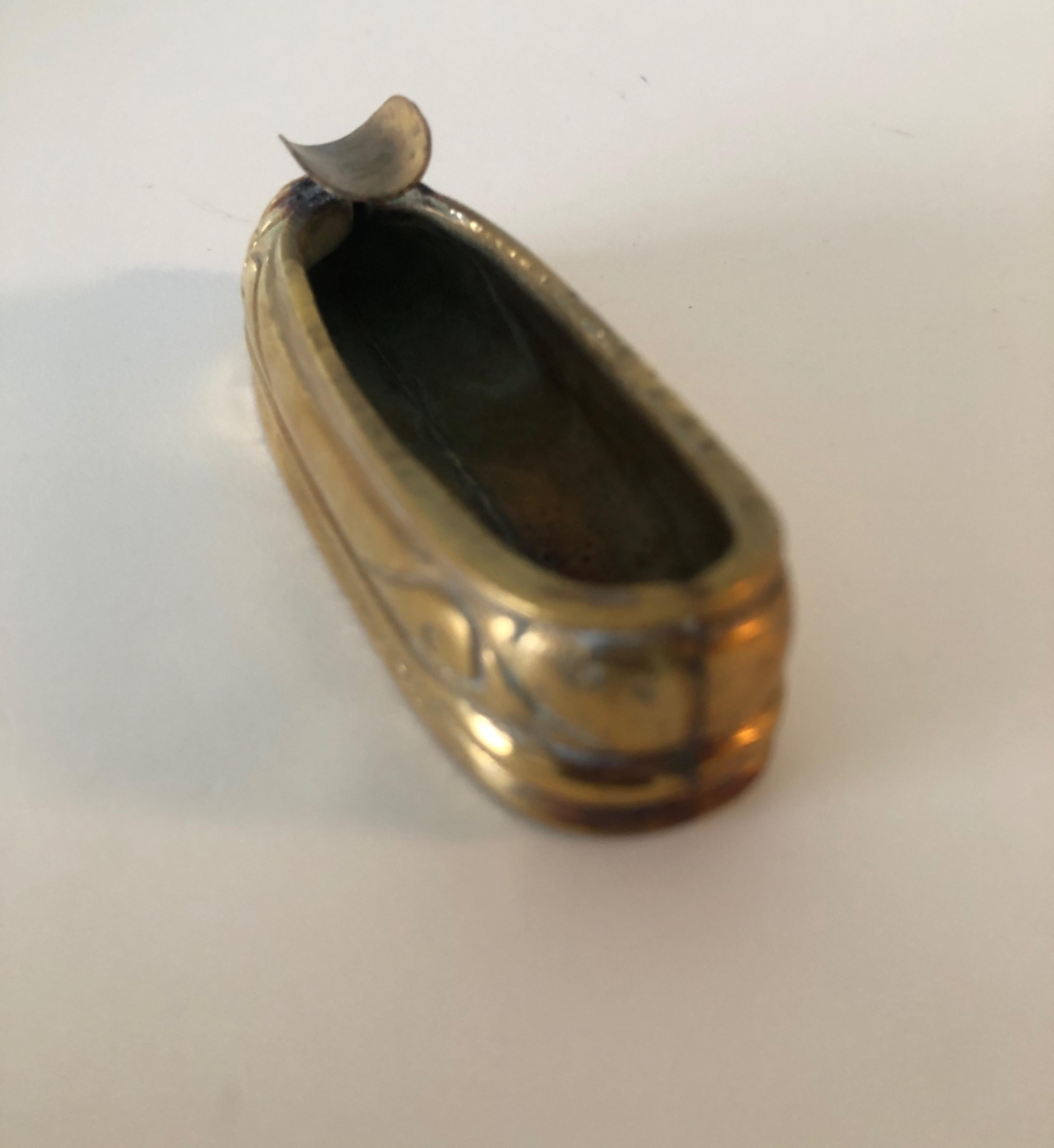 Hand-Crafted Vintage Small Brass Ballerina Slipper Ashtray