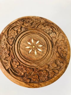Vintage Small Carved Wood Plant Stand