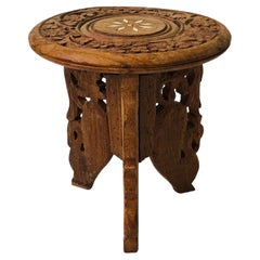 Vintage Small Carved Wood Plant Stand