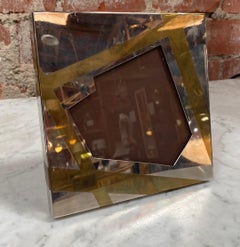 Vintage Small Chrome and Brass Picture Frame, Italy, 1970