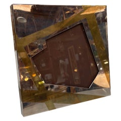 Vintage Small Chrome and Brass Picture Frame, Italy, 1970