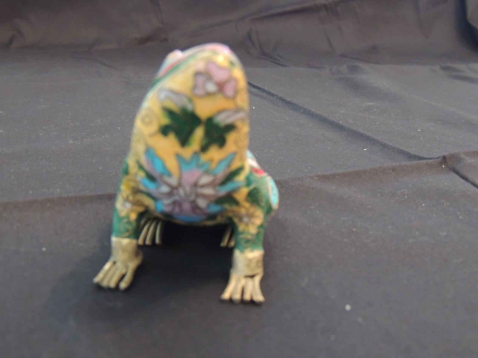 Hollywood Regency Vintage Small Cloisonne Hand Painted Frog