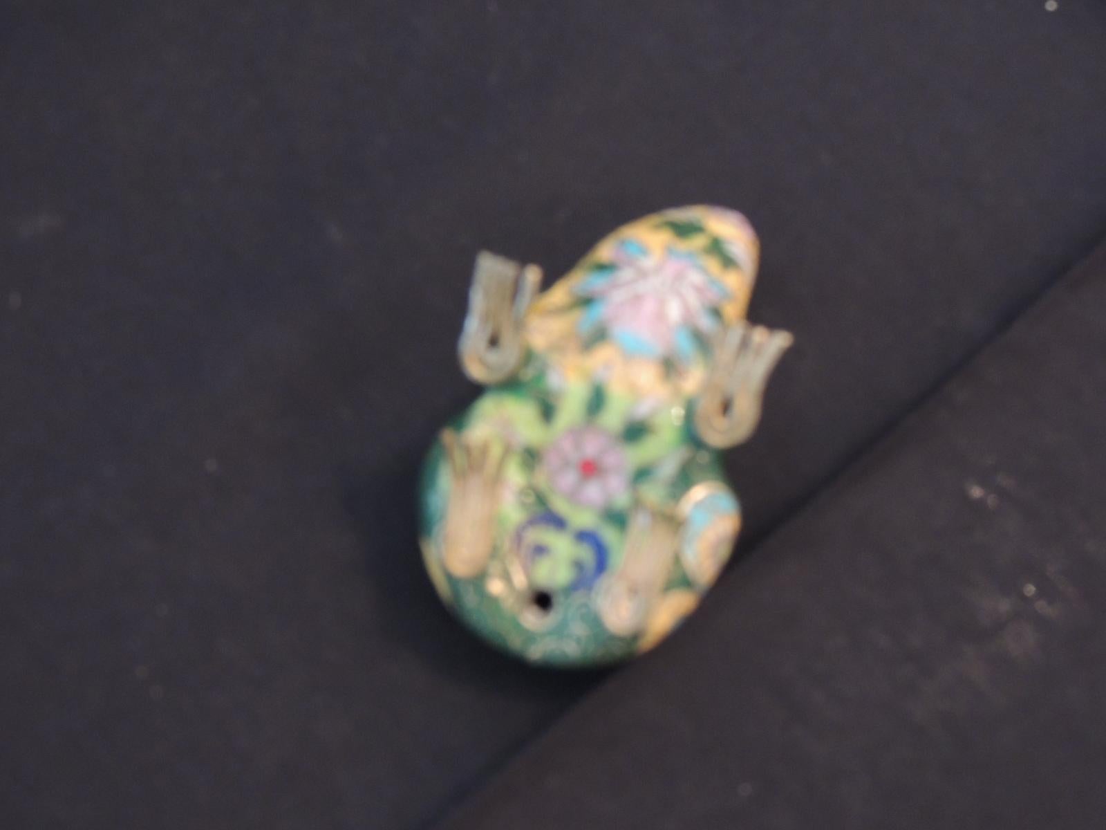 Hand-Crafted Vintage Small Cloisonne Hand Painted Frog