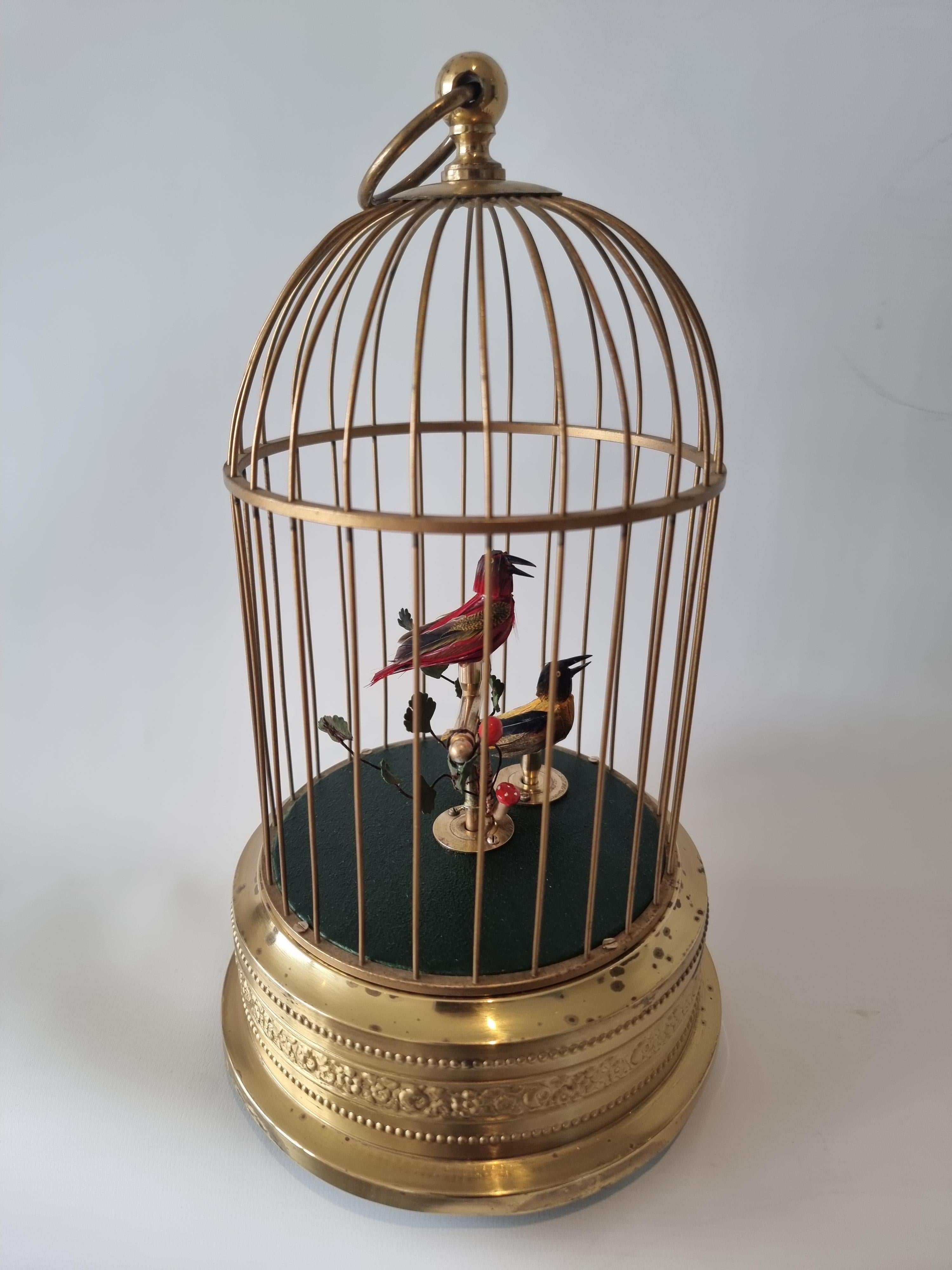 Vintage small double singing birds-in-cage, by Karl Griesbaum In Good Condition In London, GB