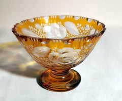 Vintage Small French Table Centerpiece with Stone Cut and Ground Crystal Base