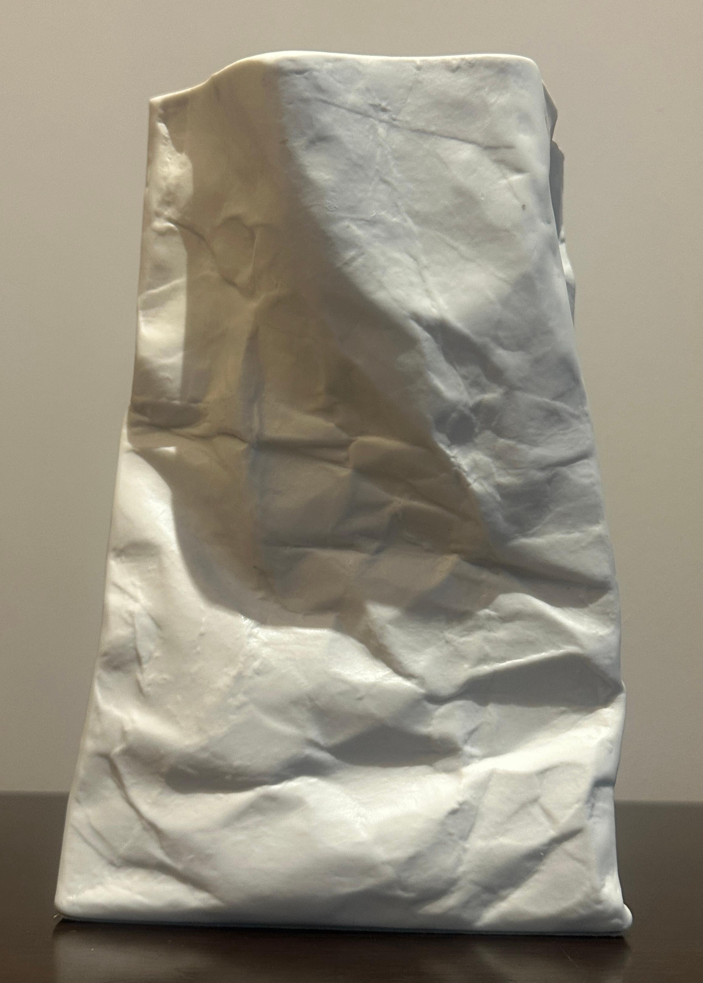 Vintage Small French White Bisque Ceramic Crumpled Bag Lampada da tavolo attr Sompex in vendita 12