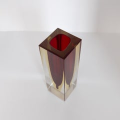 Vintage Small Geometric Vase, Purple "Sommerso" Murano Glass, Flavio Poli Style