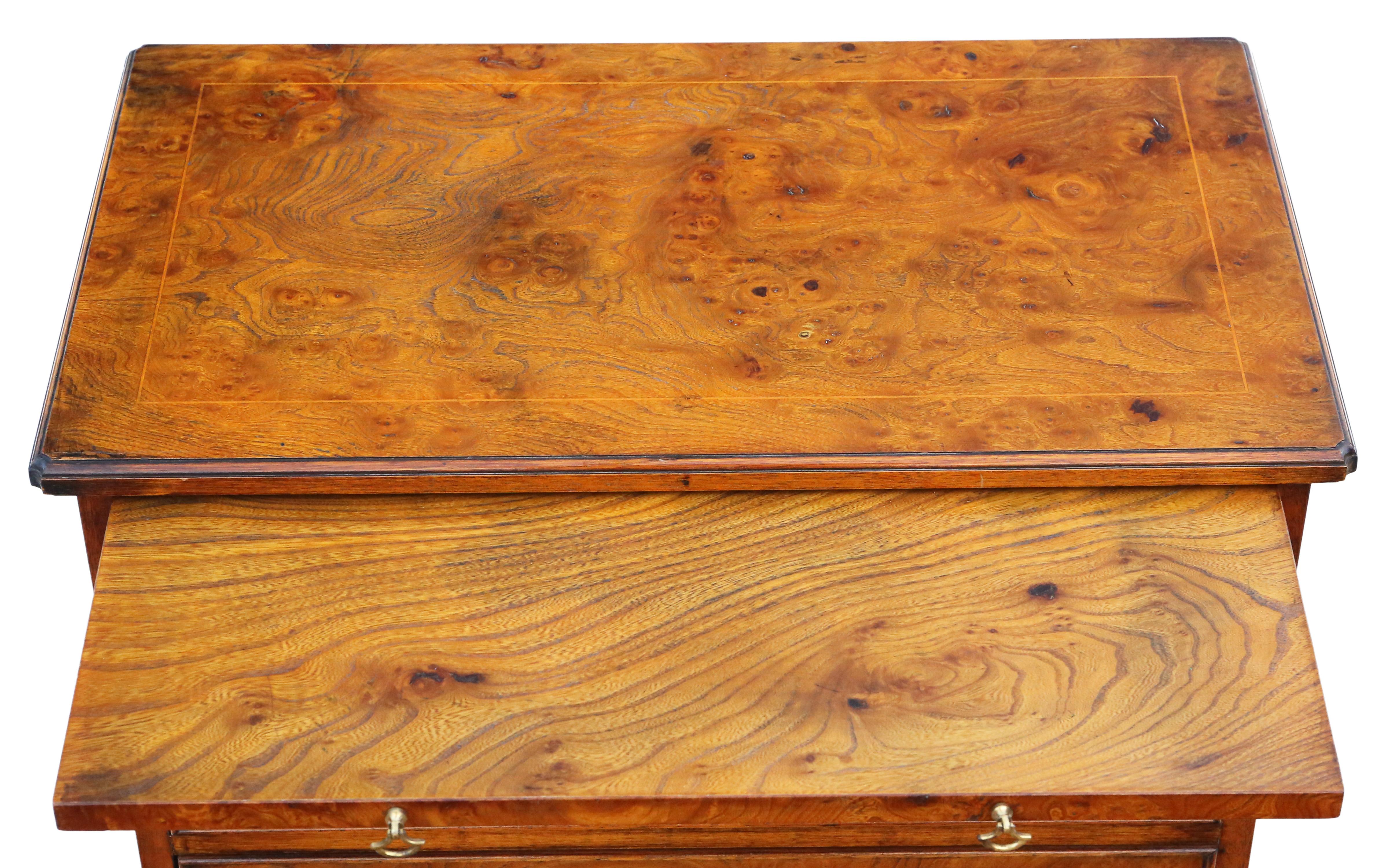 20th Century Vintage small Georgian revival burr yew chest of drawers