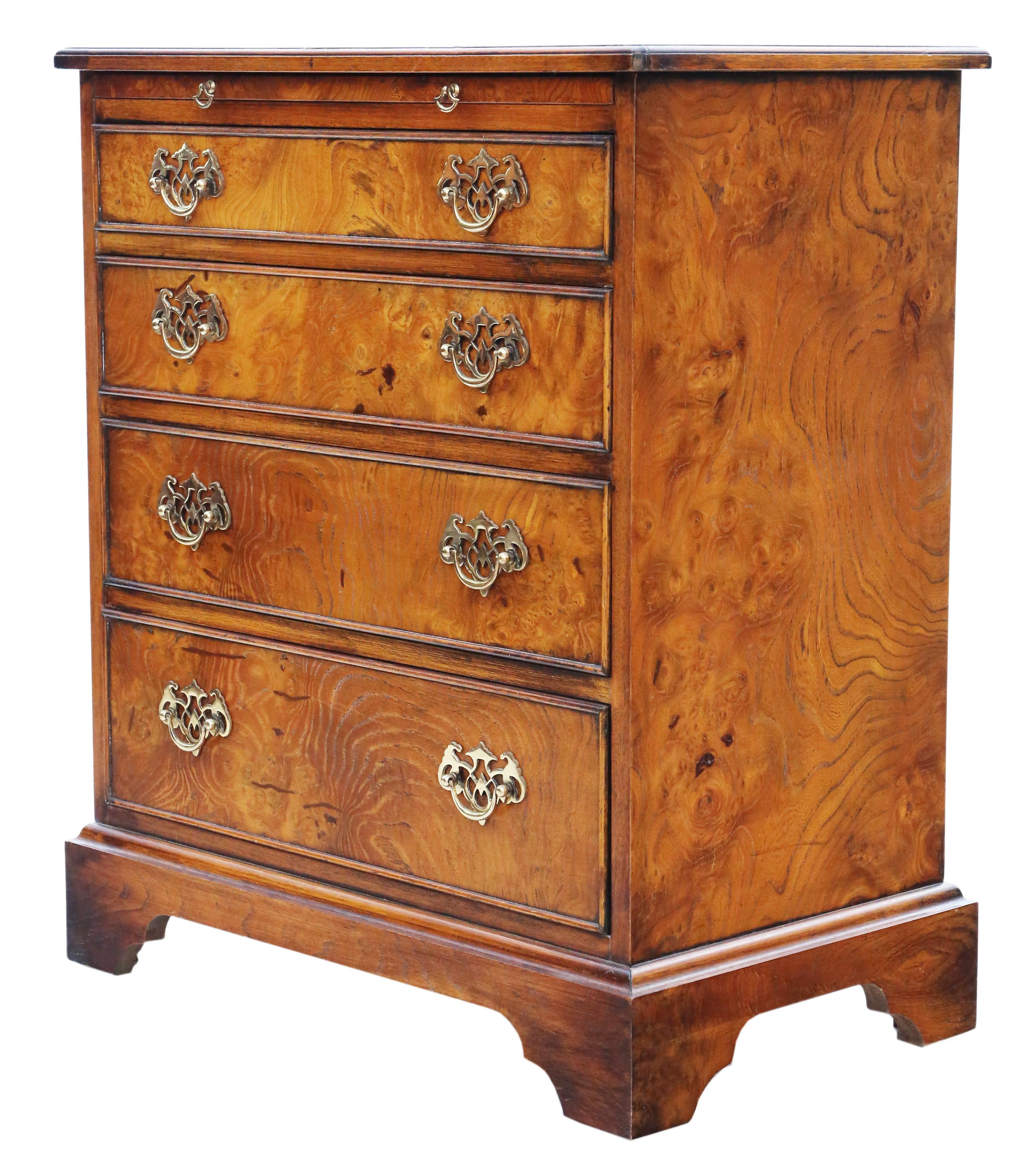 Wood Vintage small Georgian revival burr yew chest of drawers